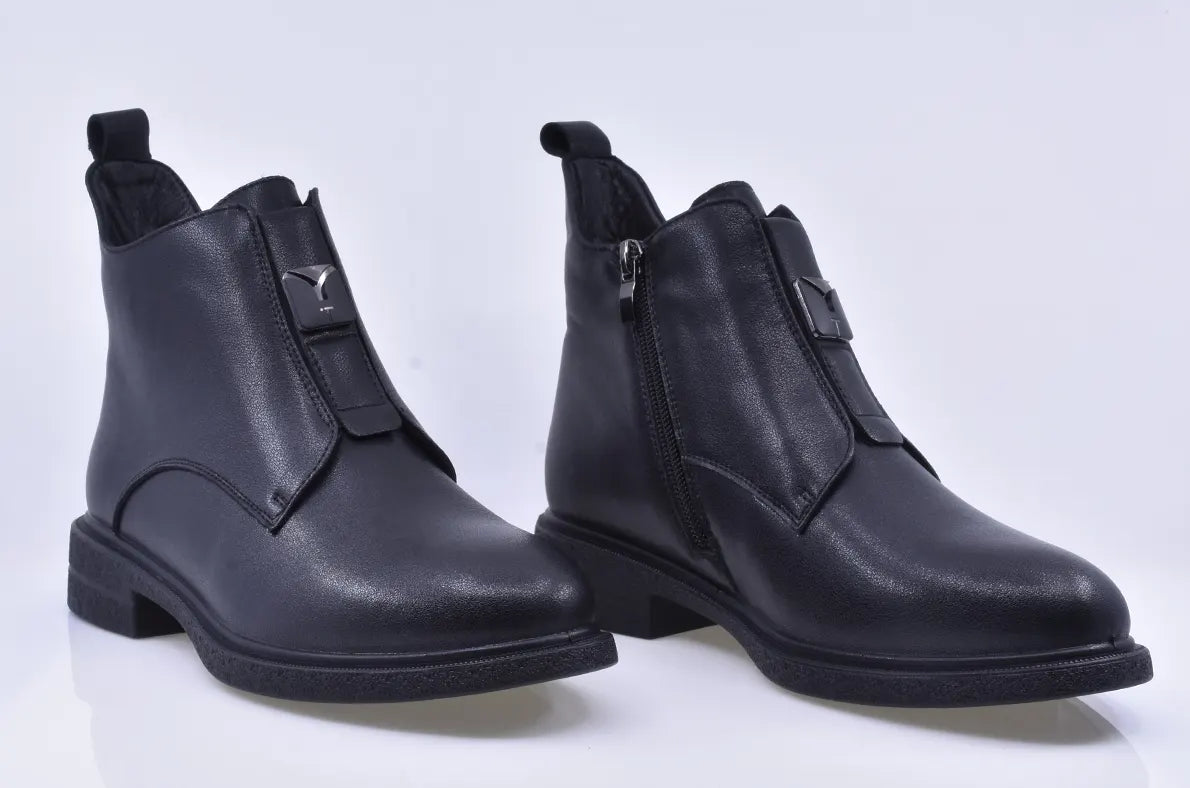 Ghete dama casual Anna Viotti piele naturala D111-B30058 negre