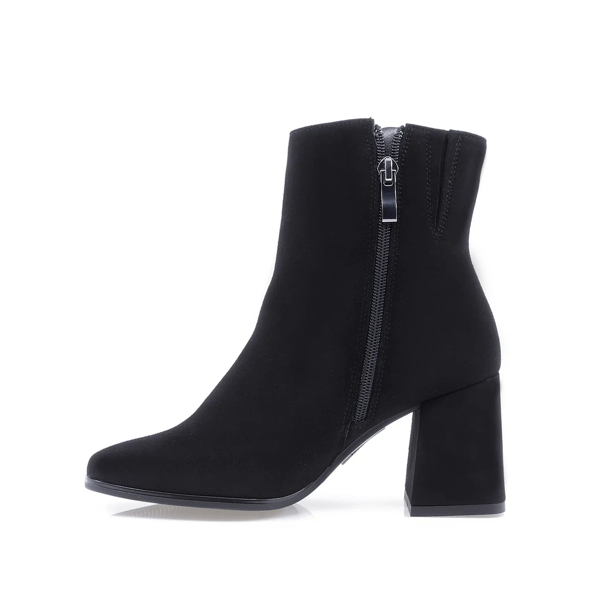 Botine dama elegante Kordel piele intoarsa D2999 negre