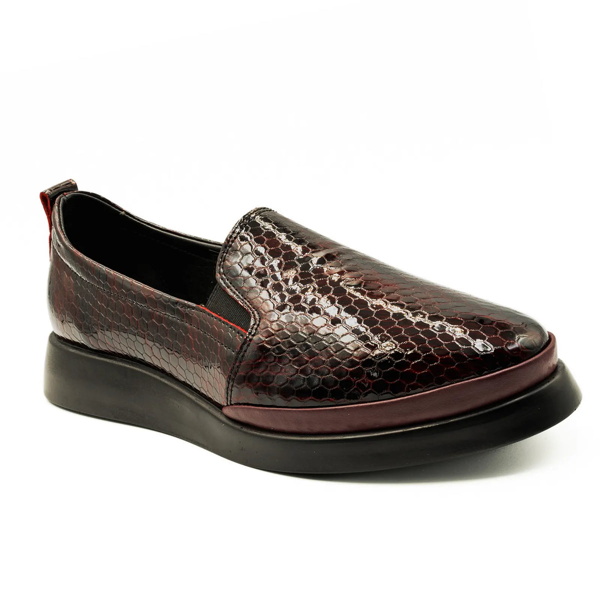Pantofi dama casual Anna Viotti piele lacuita D49-K72 bordo