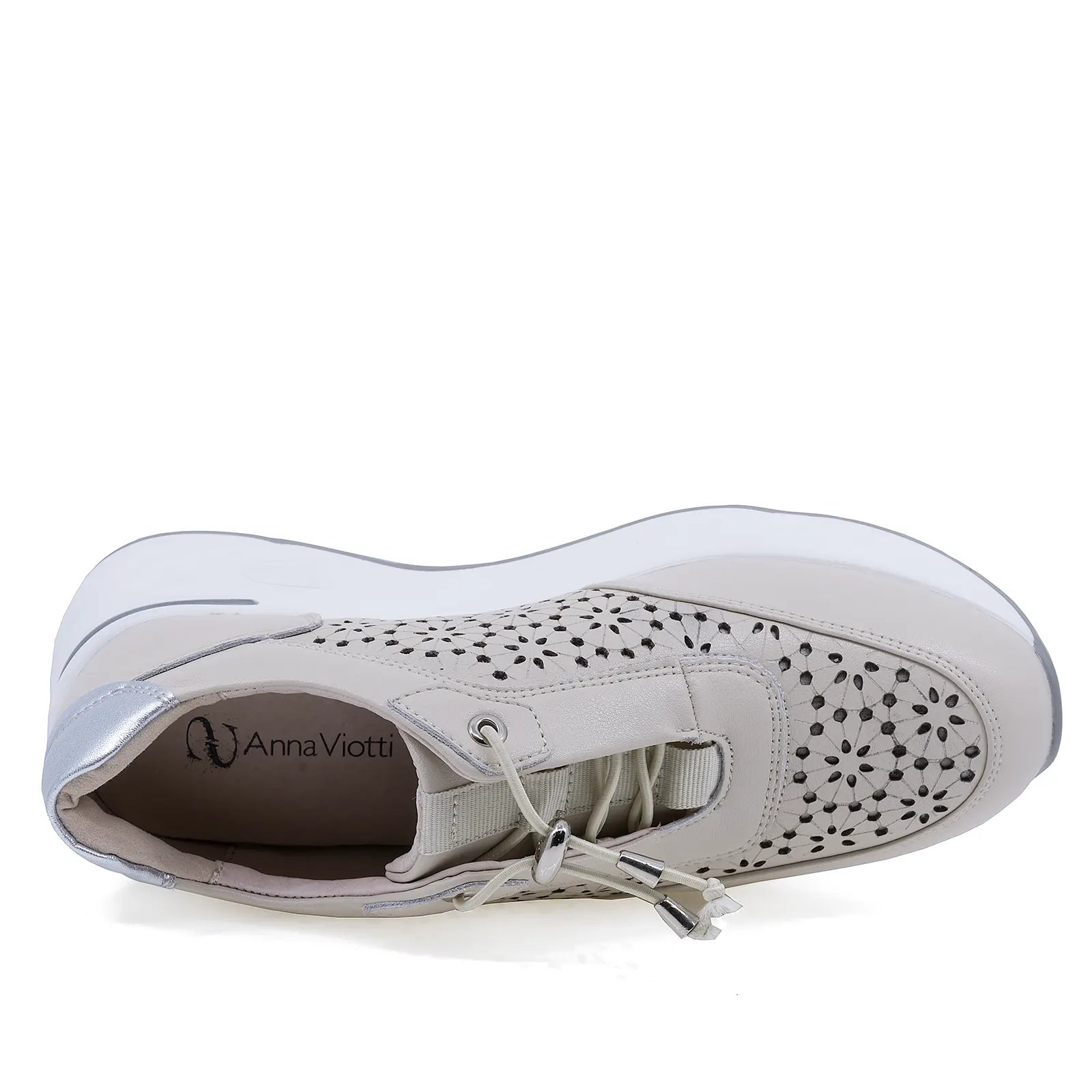 Pantofi dama casual Anna Viotti piele naturla D111-85121 gri deschis