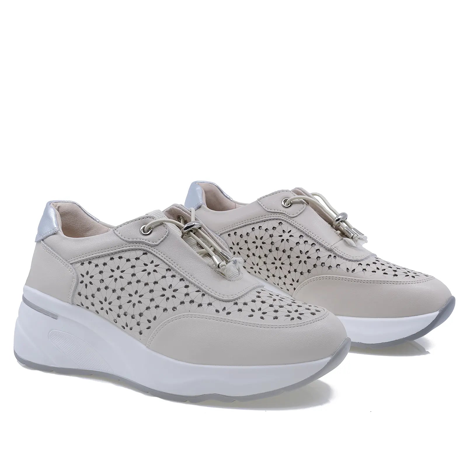 Pantofi dama casual Anna Viotti piele naturla D111-85121 gri deschis