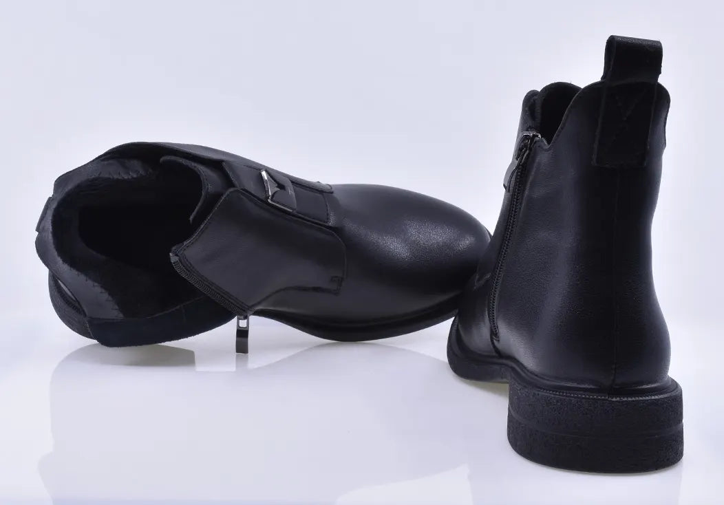 Ghete dama casual Anna Viotti piele naturala D111-B30058 negre
