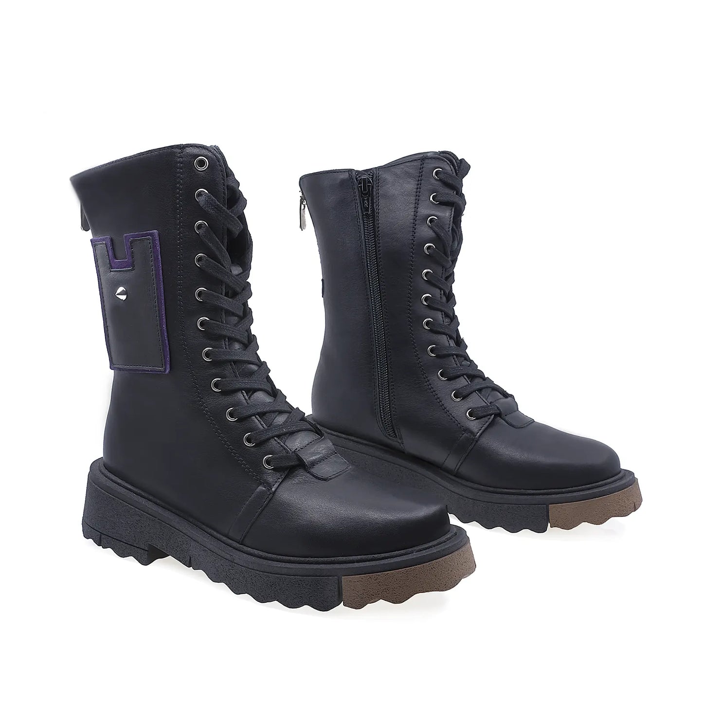 Ghete Dama Casual Anna Viotti Piele Naturala/Antil D44-4450 Negru