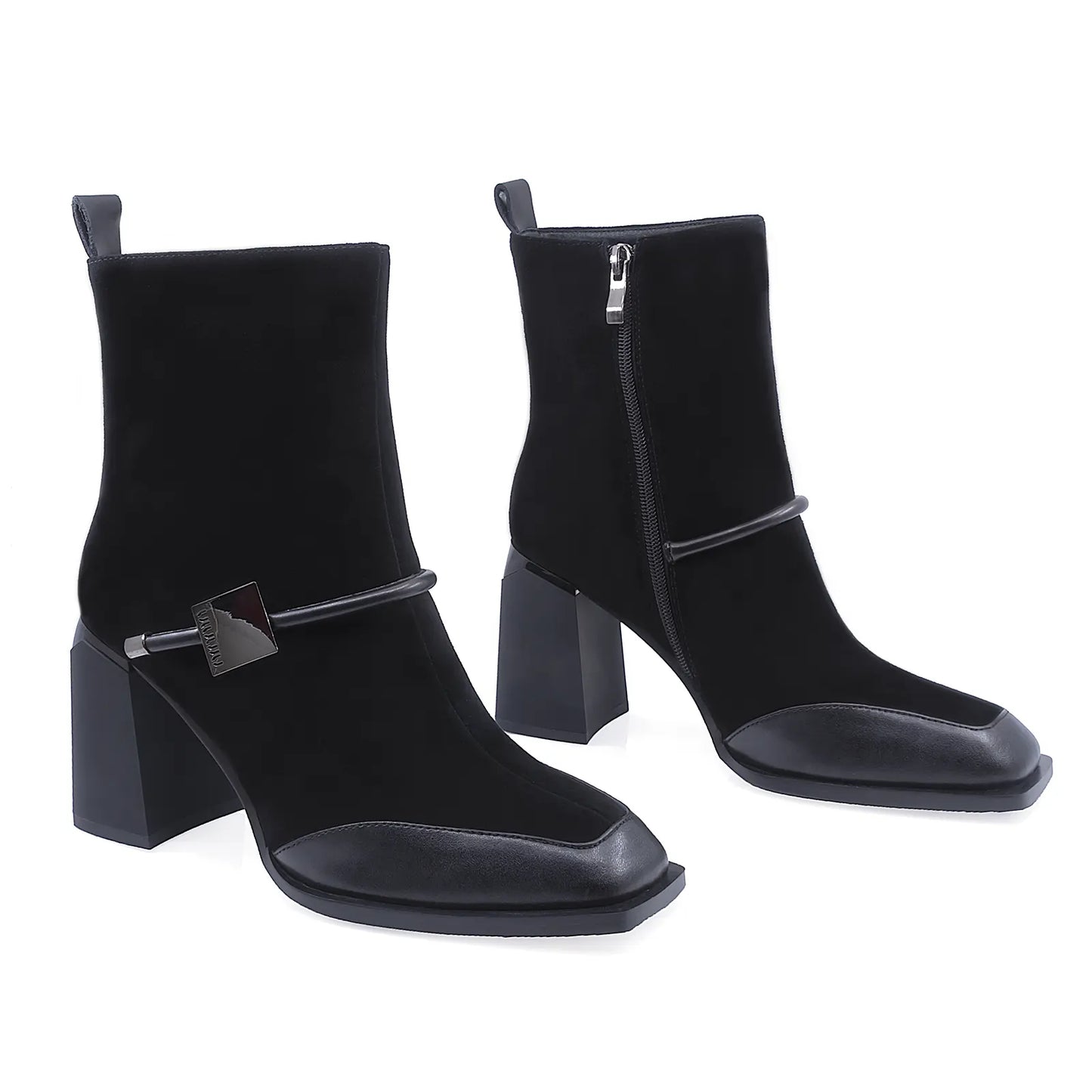 Ghete Dama Elegante Anna Viotti Piele Intoarsa D112-GAW2535 Negru