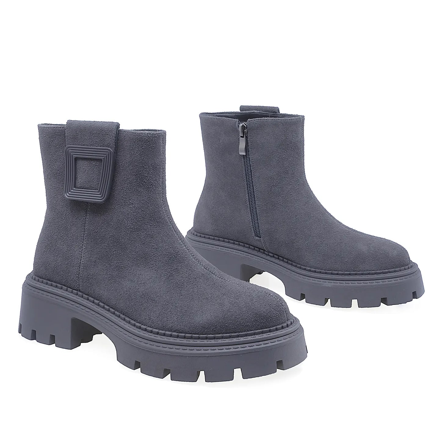 Ghete Dama Casual Anna Viotti Piele Intoarsa D106-2607-A469 Gri