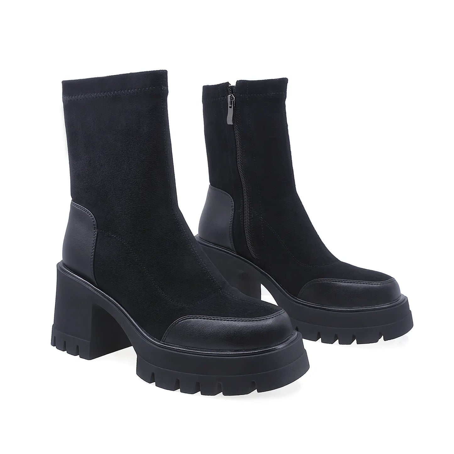 Ghete Dama Casual Anna Viotti Piele Intoarsa D106-F9896-C6926-1 Negru