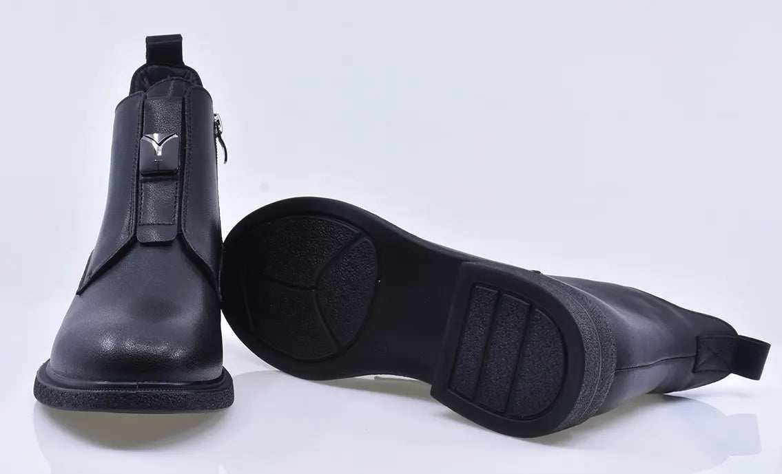 Ghete dama casual Anna Viotti piele naturala D111-B30058 negre