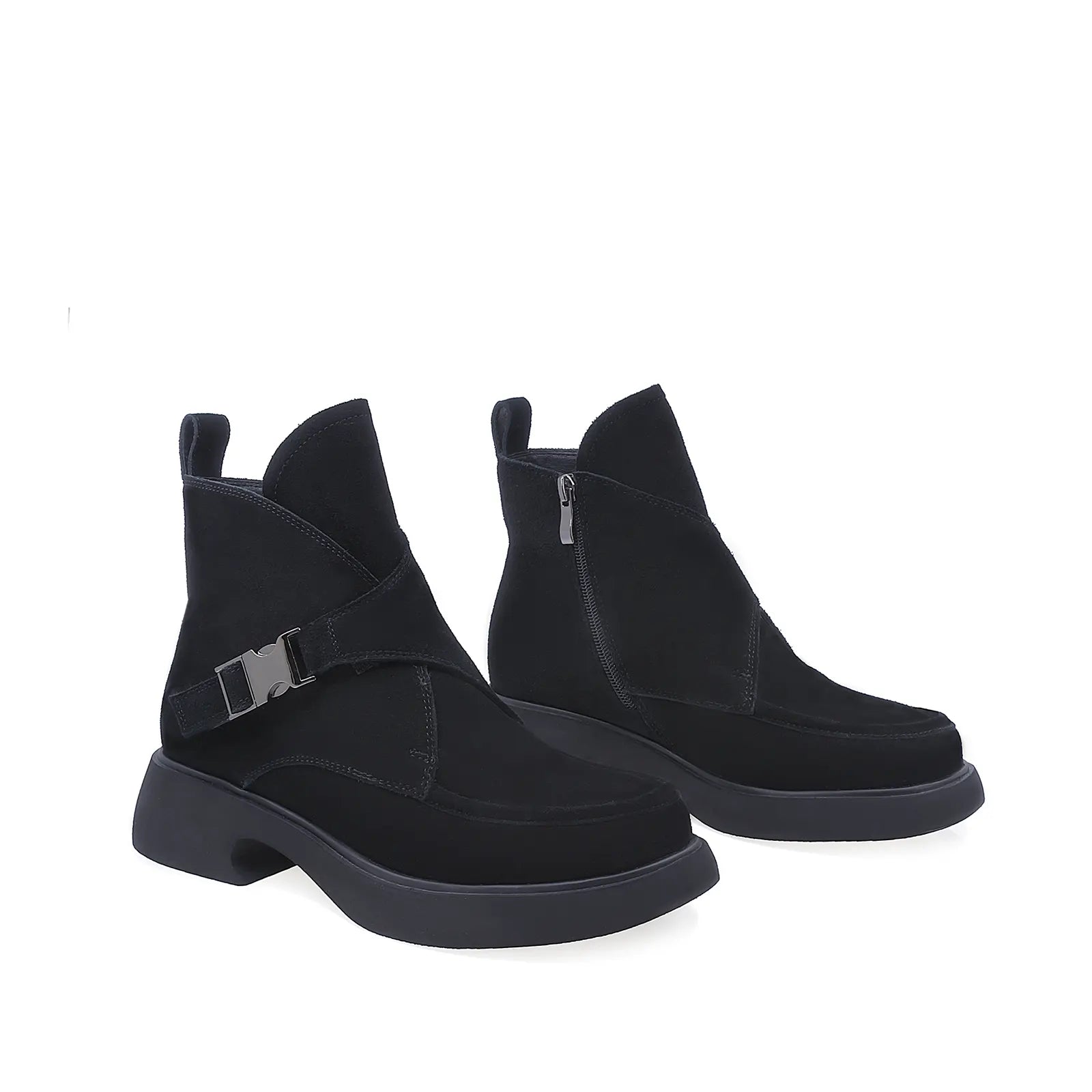 Ghete Dama Casual Anna Viotti Piele Intoarsa D106-H803-W279 Negru