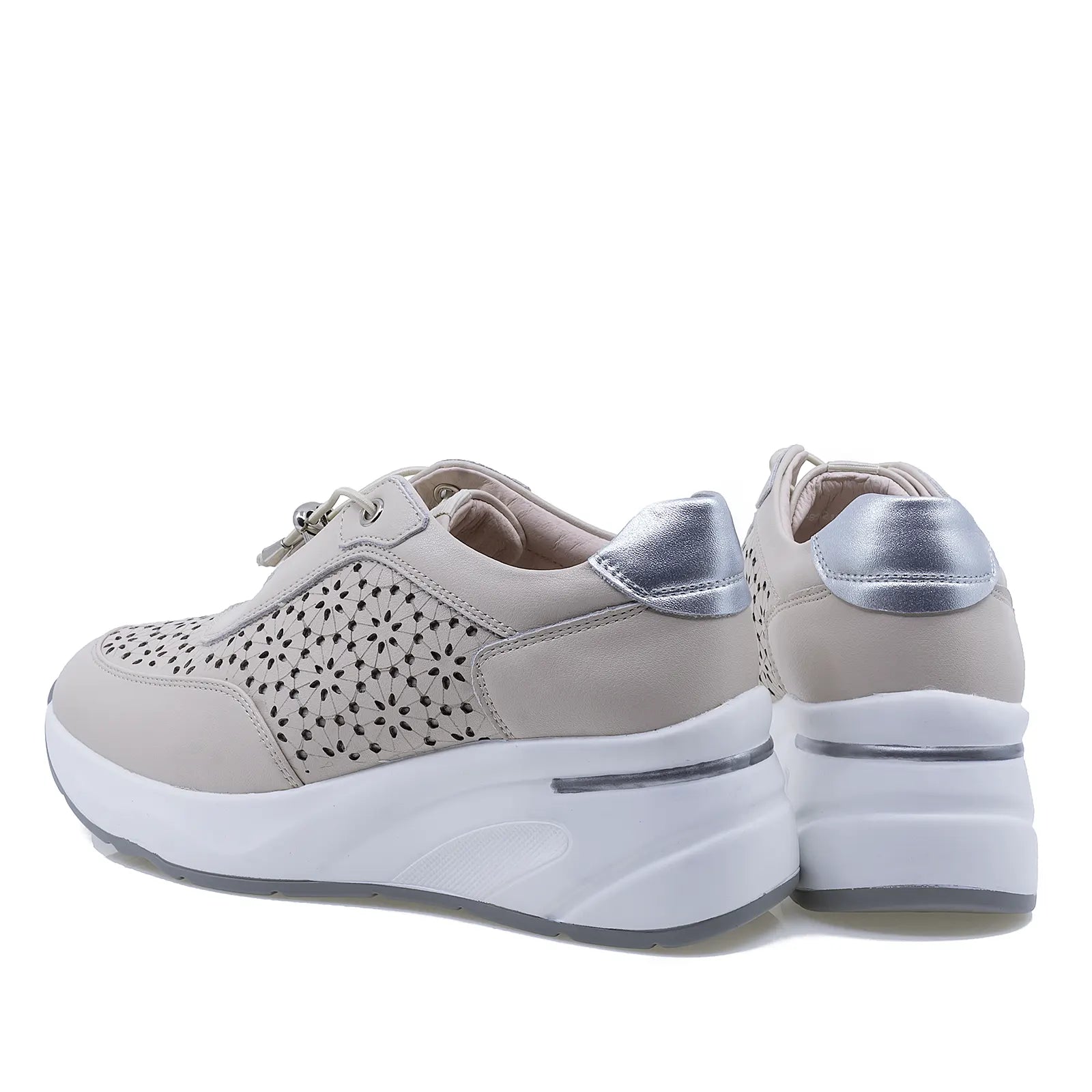 Pantofi dama casual Anna Viotti piele naturla D111-85121 gri deschis