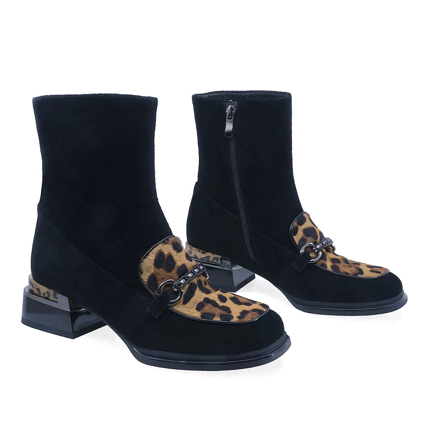 Ghete Dama Elegante Anna Viotti Piele Intoarsa D107-PV4407-295441-R-2 Negru