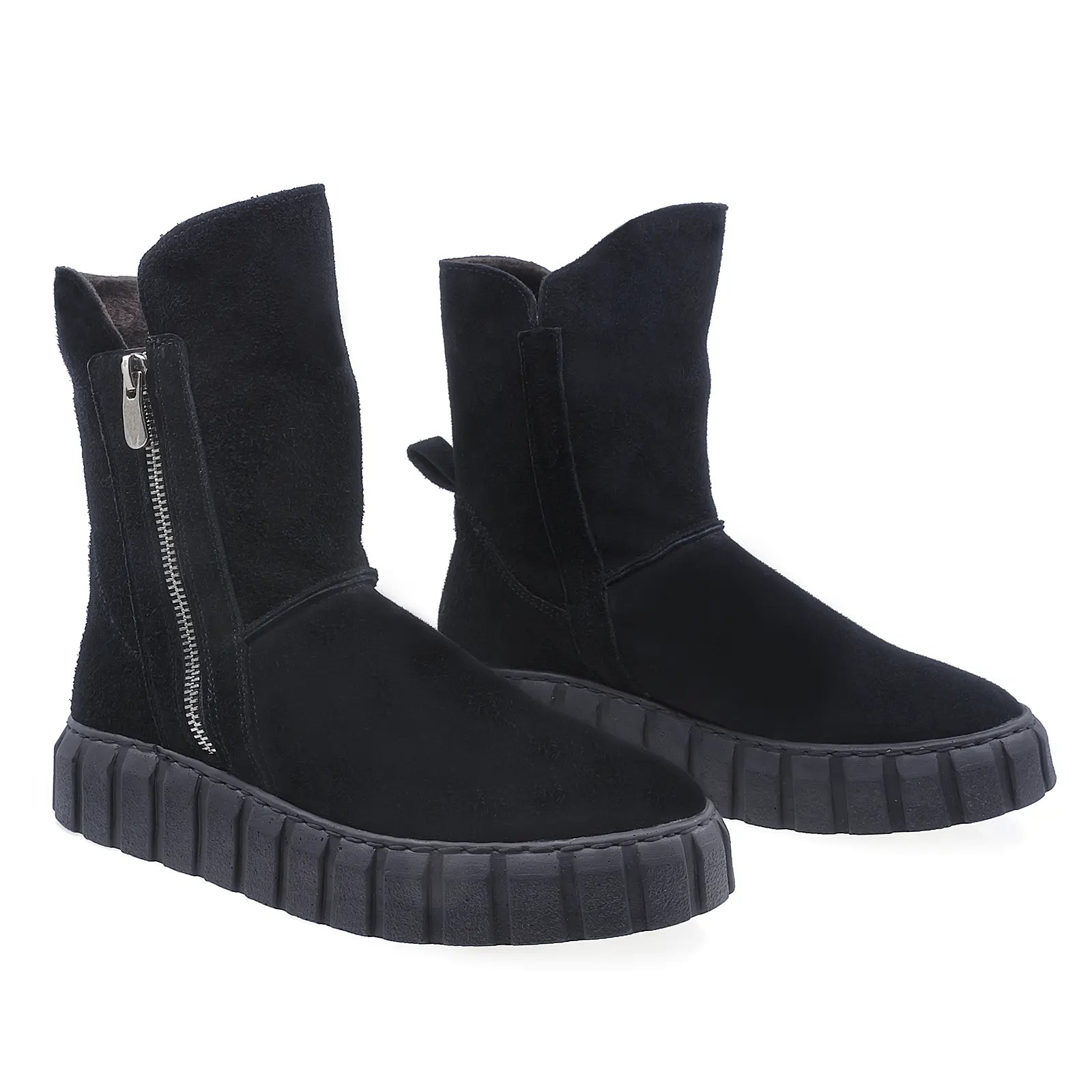 Ghete Dama Casual Anna Viotti Piele Intoarsa D44-4472 Negru