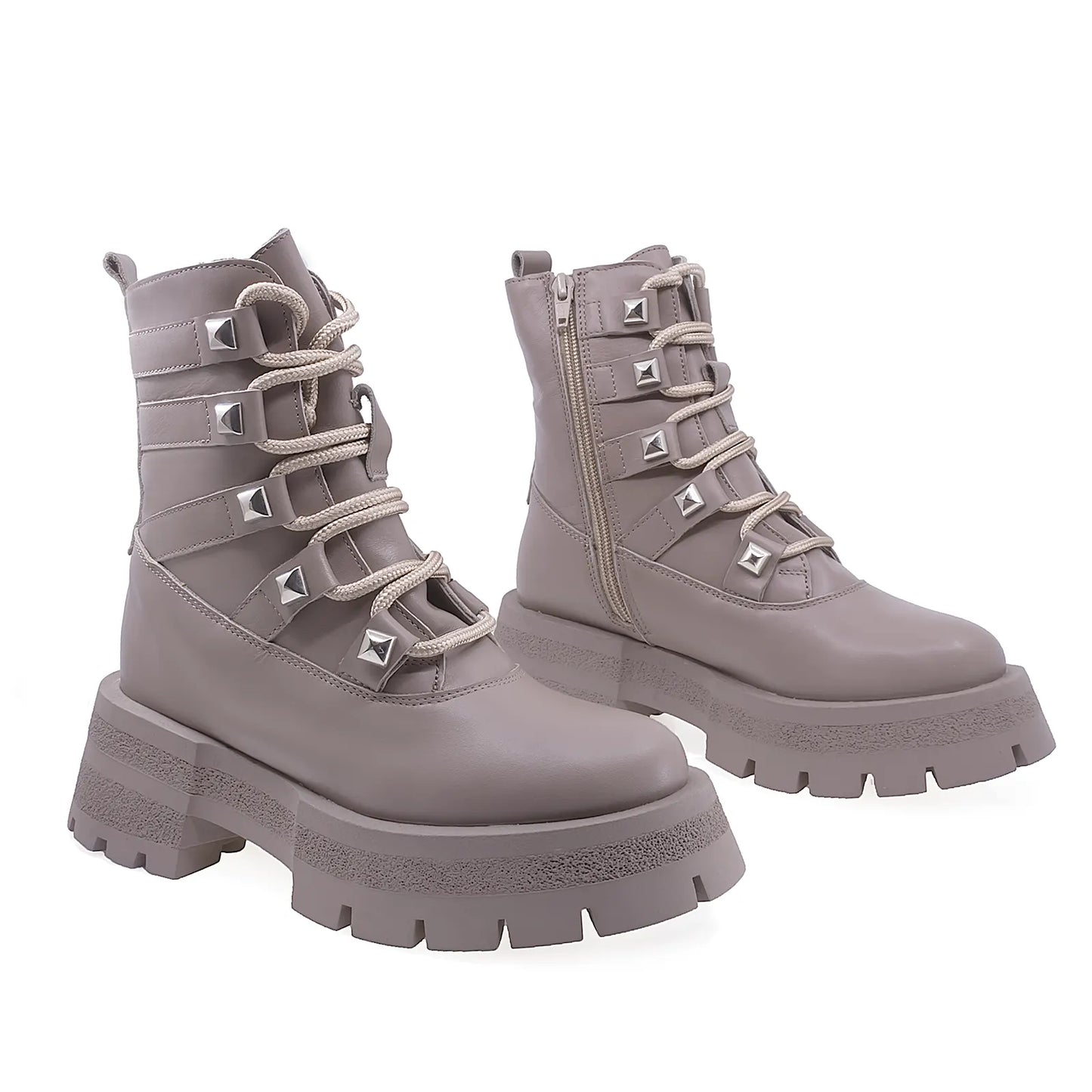 Ghete Dama Casual Anna Viotti Piele Naturala D44-4622 Taupe