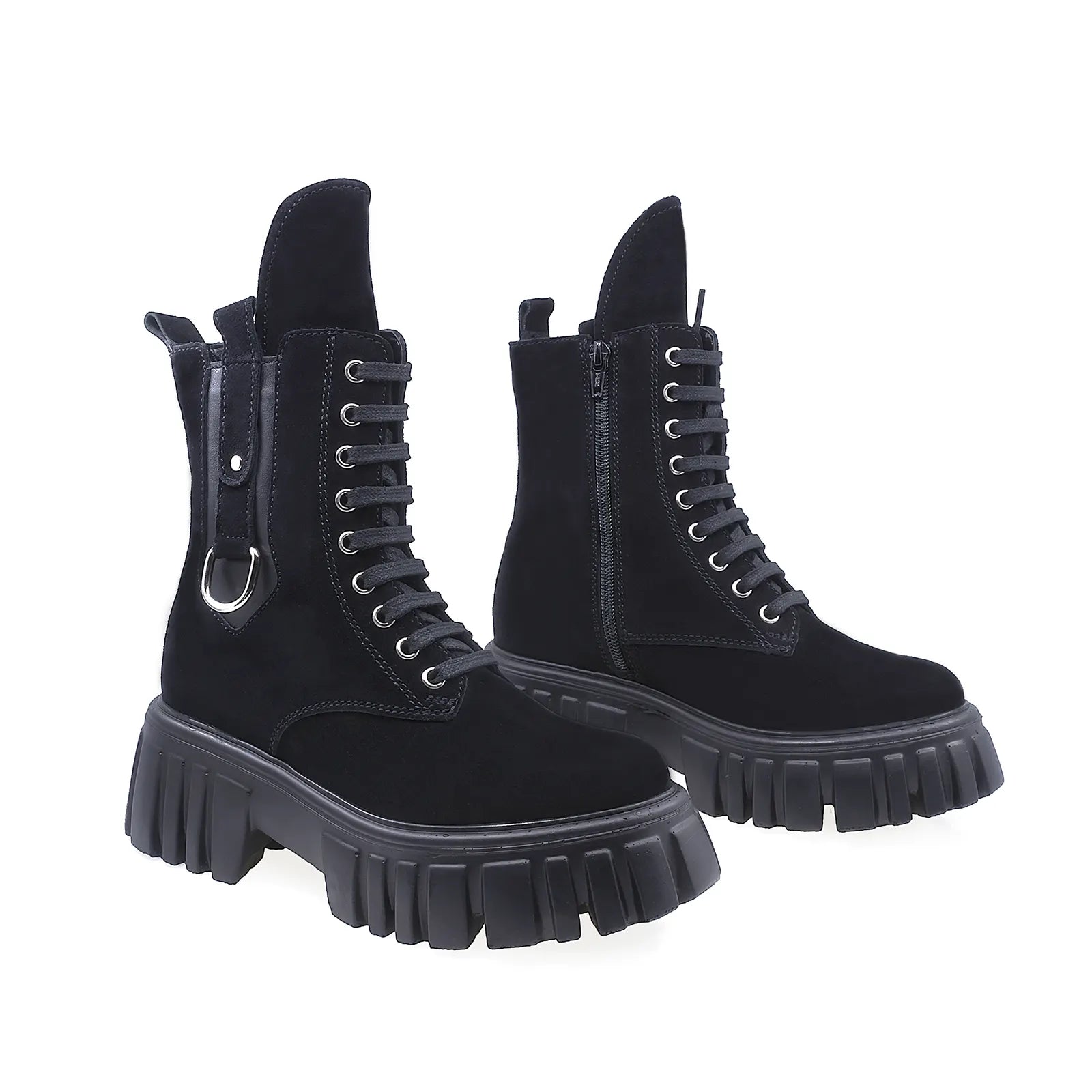 Ghete Dama Casual Anna Viotti Piele Intoarsa D44-4408 Negru