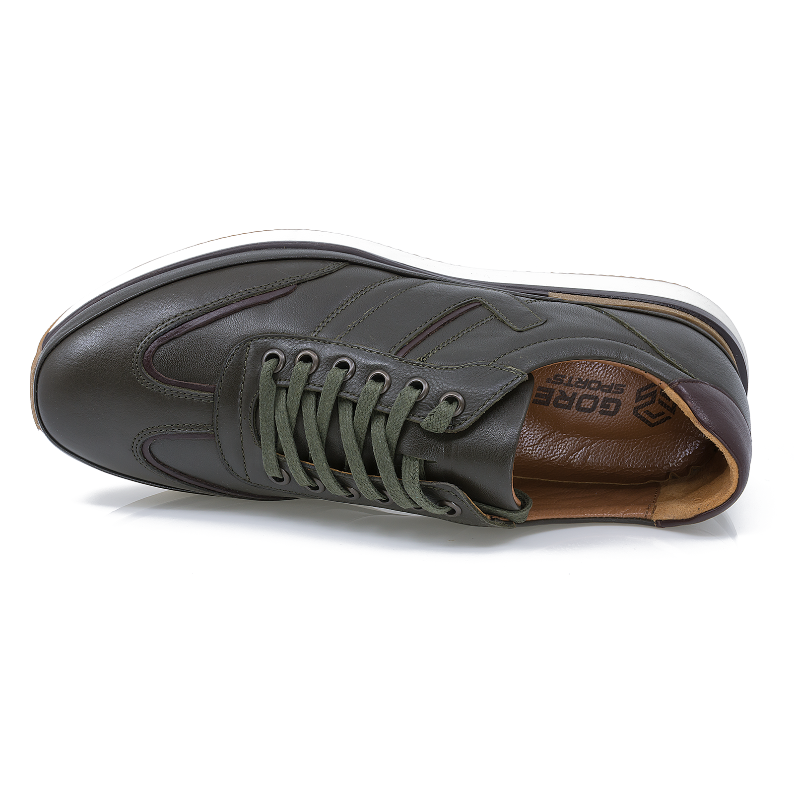 Pantofi barbati casual Goretti din piela naturala B67-2406 kaki