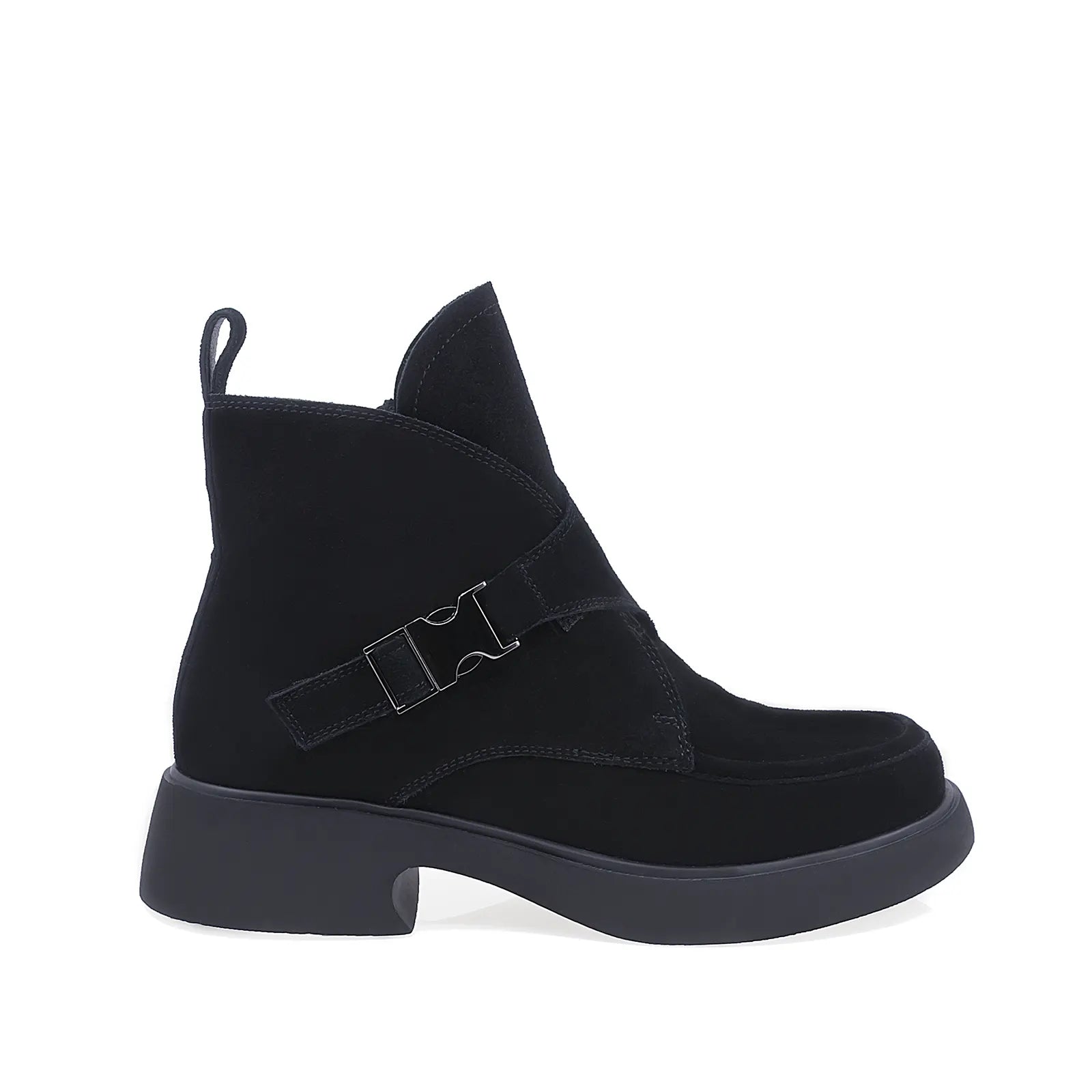 Ghete Dama Casual Anna Viotti Piele Intoarsa D106-H803-W279 Negru