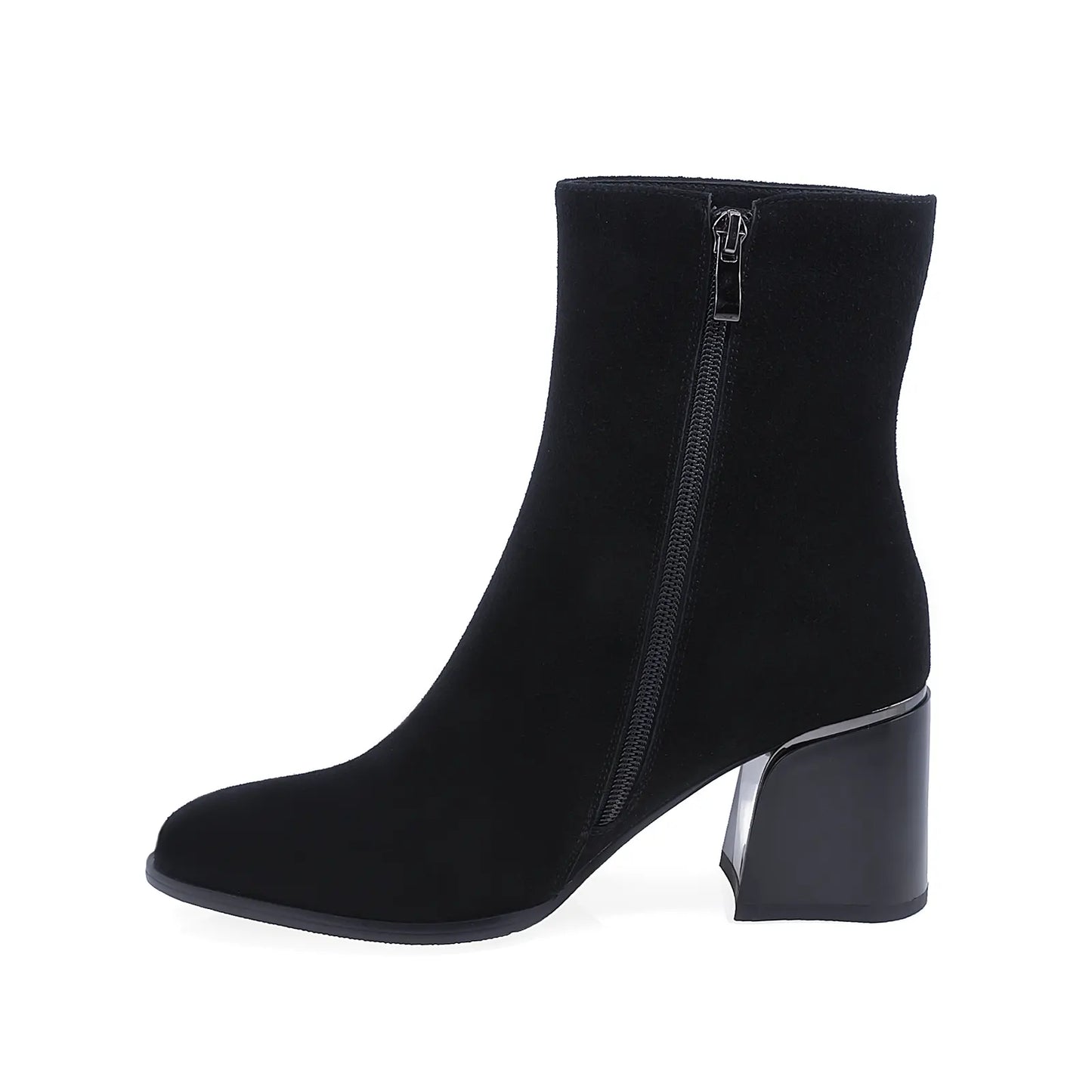 Ghete Dama Elegante Anna Viotti Piele Intoarsa D106-L240-6H467-N043-T107 Negru