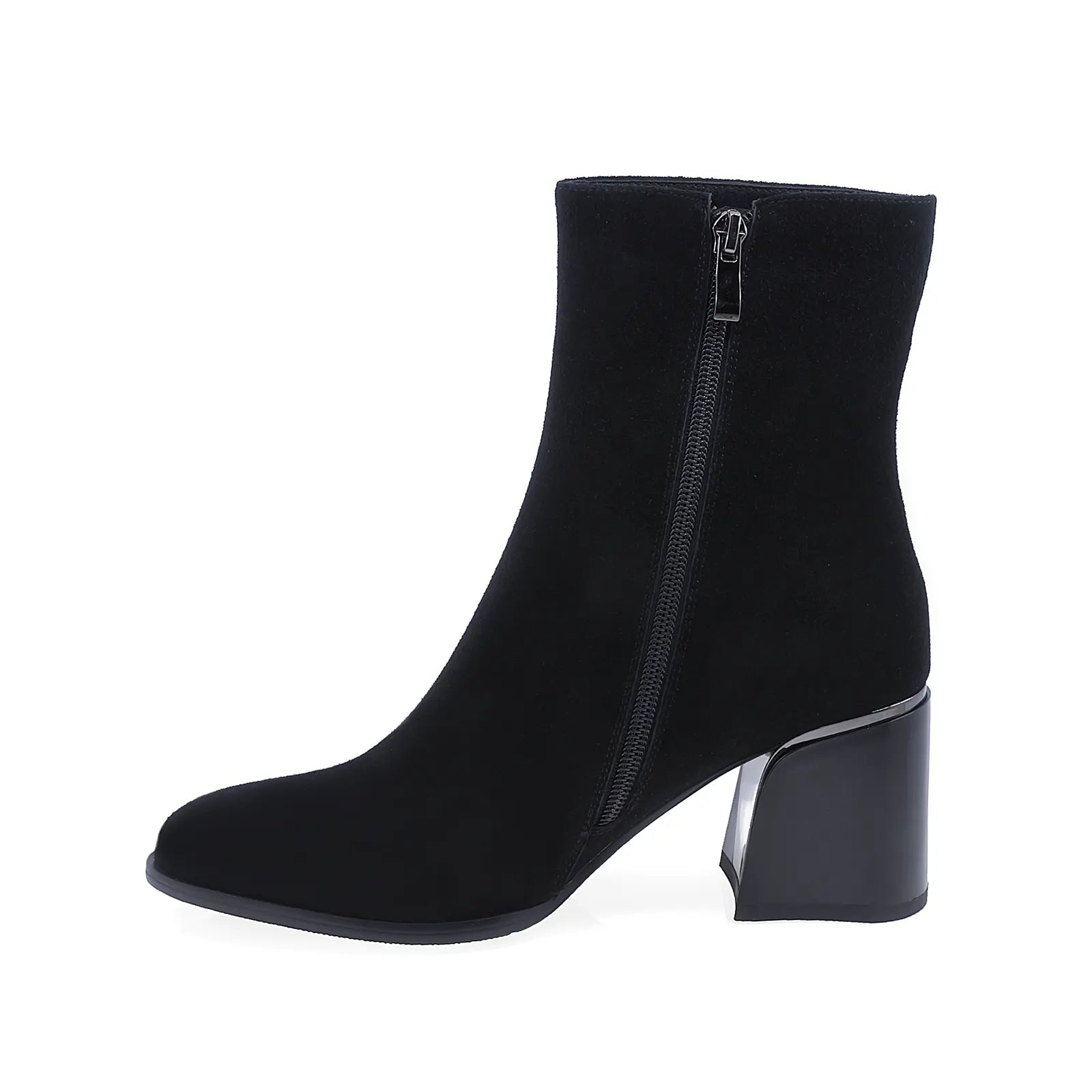 Ghete Dama Elegante Anna Viotti Piele Intoarsa D106-L240-6H467-N043-T107 Negru