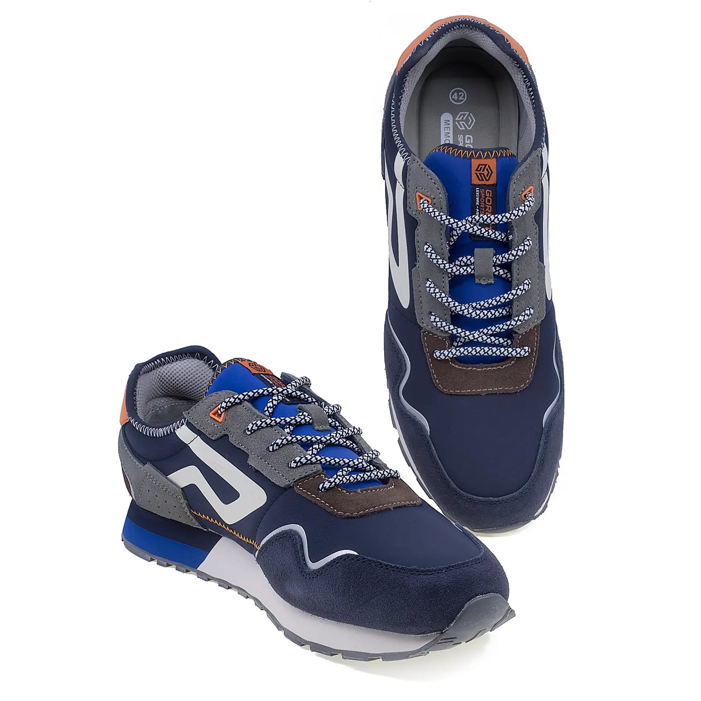 Pantofi sport bărbați Goretti B100-CL30136 din piele întoarsă bleumarin cu talpă Memory Foam-3