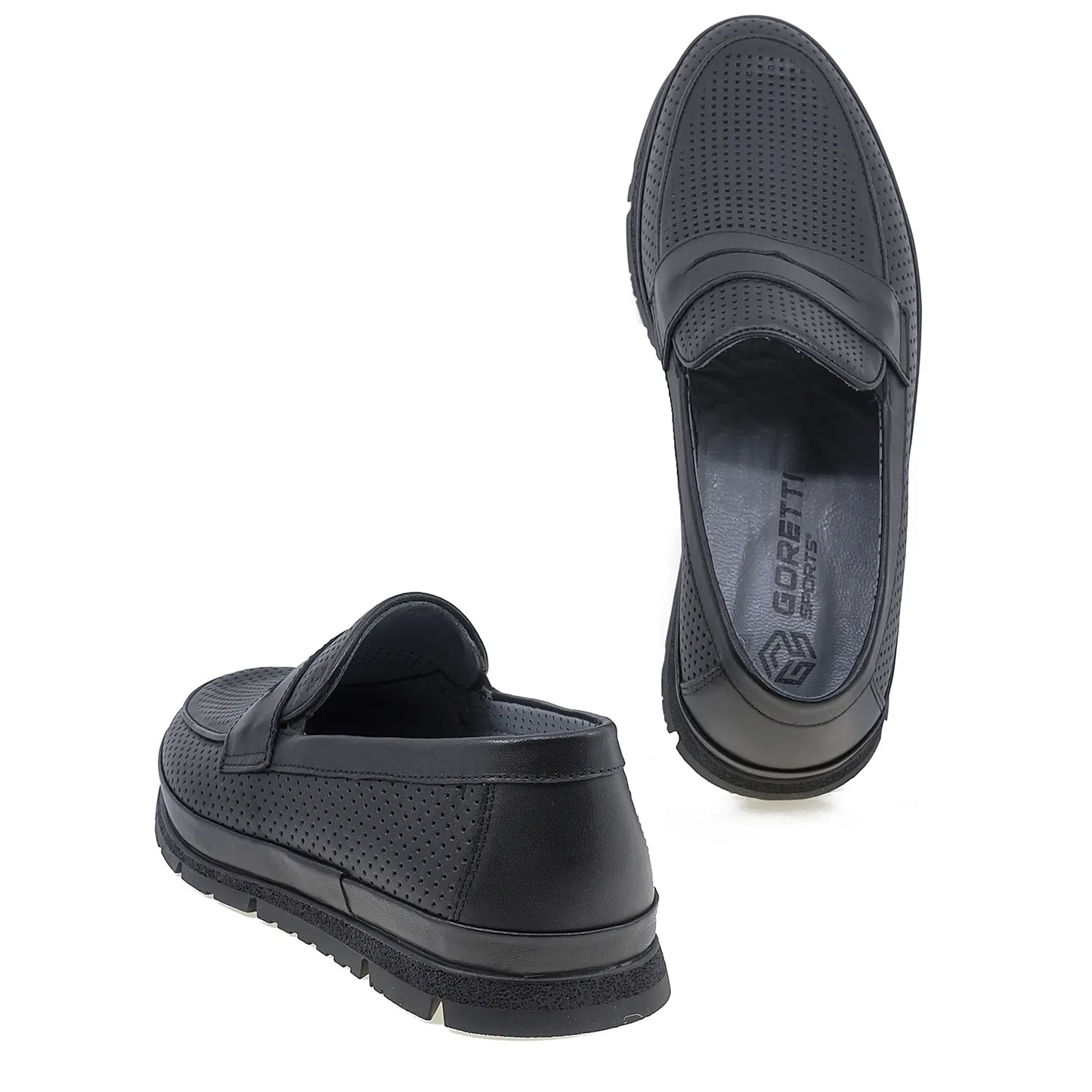 Pantofi barbati casual Goretti din piele naturala B67-223 negru-4