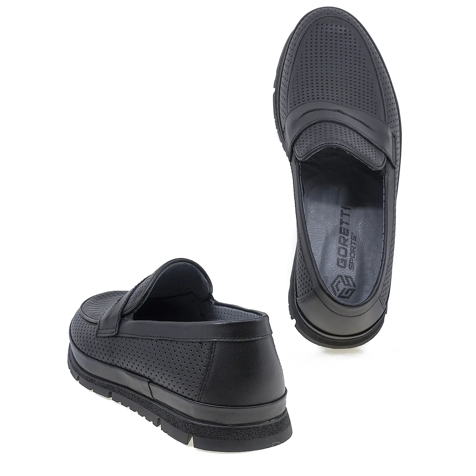 Pantofi barbati casual Goretti din piele naturala B67-223 negru-4