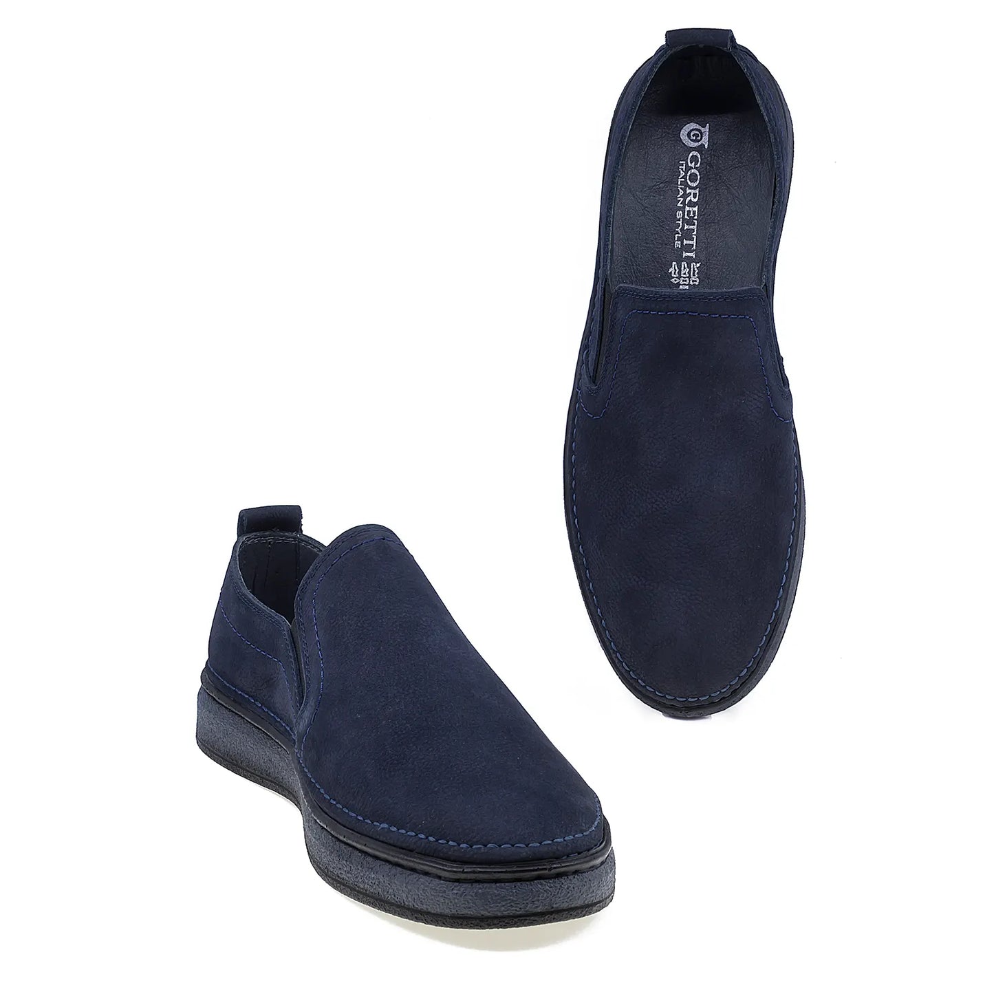 Pantofi barbati casual Goretti din piele nabuc B69-300 bleumarin-3