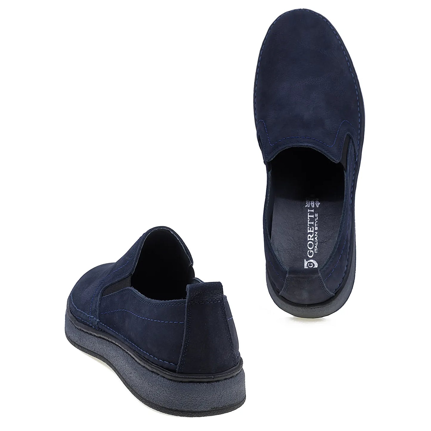 Pantofi barbati casual Goretti din piele nabuc B69-300 bleumarin-4