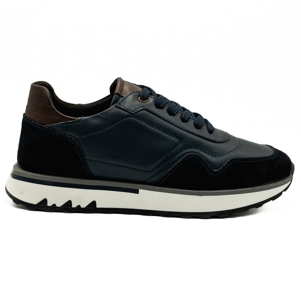 Pantofi barbati casual Goretti din piela naturala bleumarin - 066