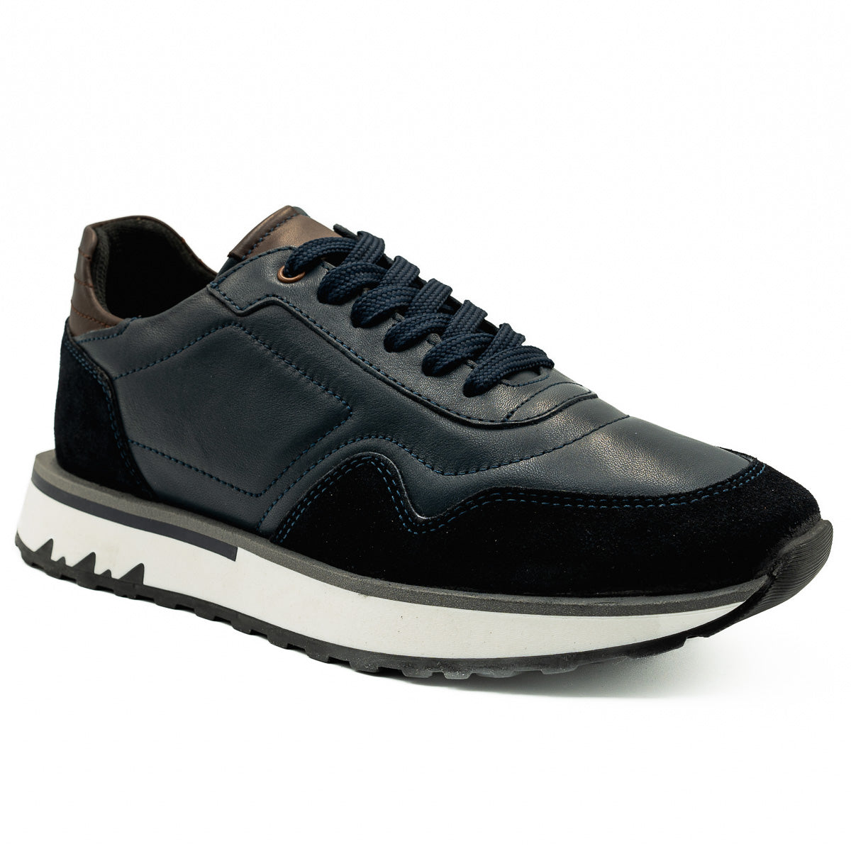 Pantofi barbati casual Goretti din piela naturala bleumarin - 066