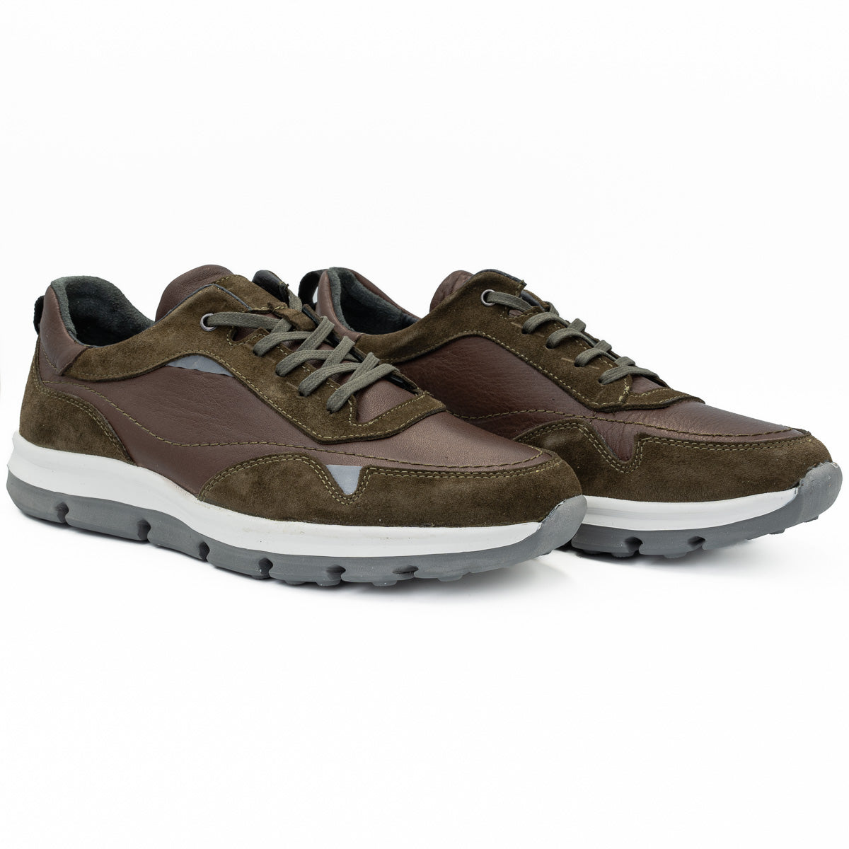 Pantofi barbati casual Goretti din piele naturala B 2316 maro kaki 