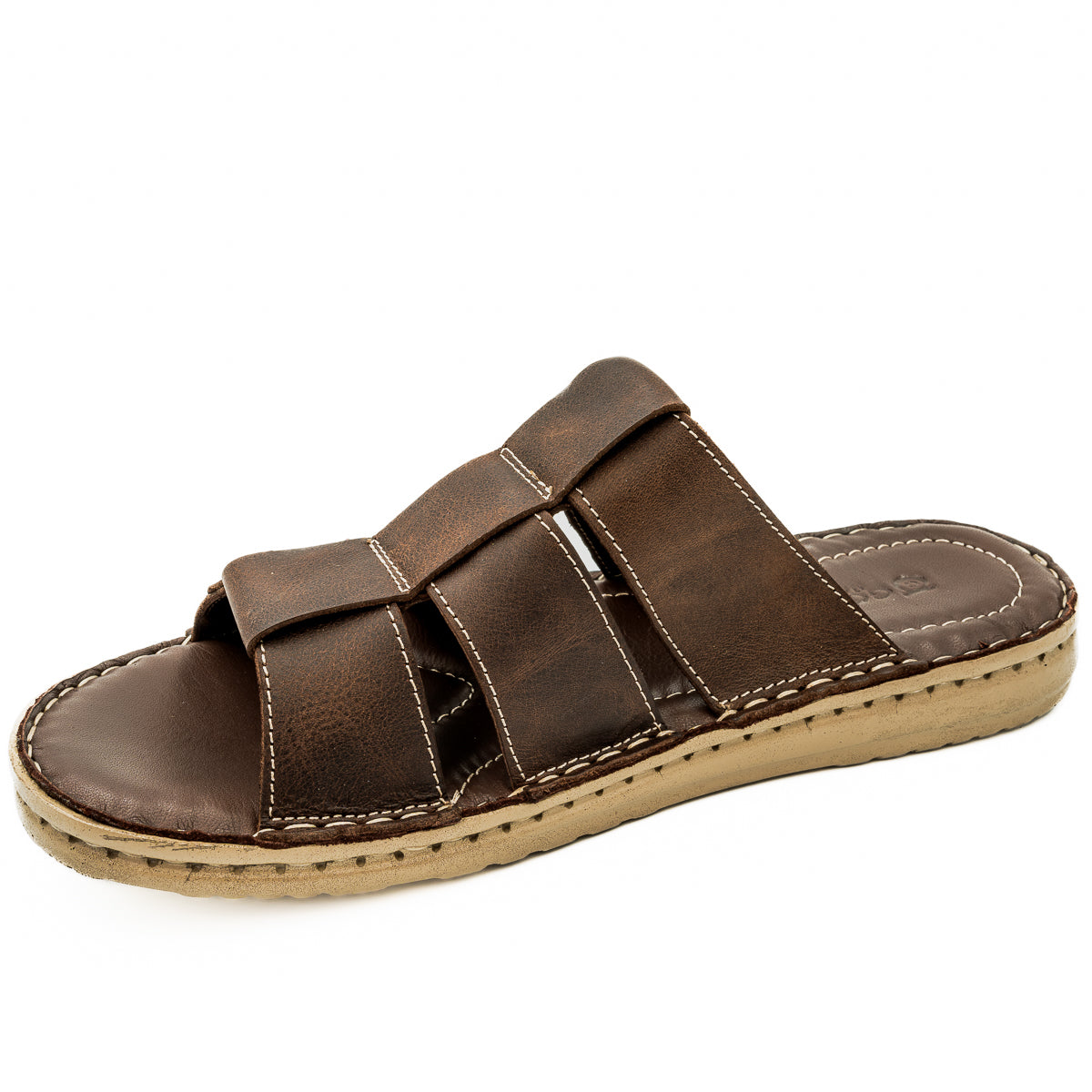 Slapi Barbati Goretti Din piele naturala B 39-E514 maro