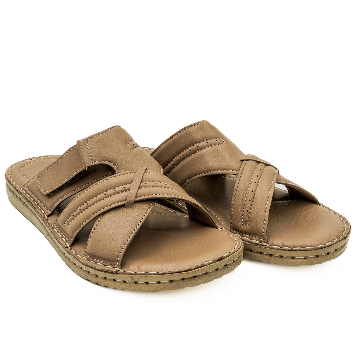 Slapi Barbati Goretti Din piele naturala B39-E508 bej 