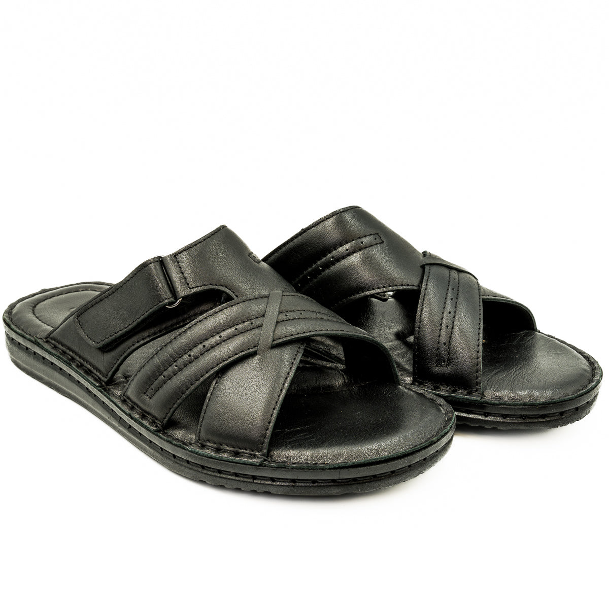 Slapi Barbati Goretti Din piele naturala B 39-E508 negru