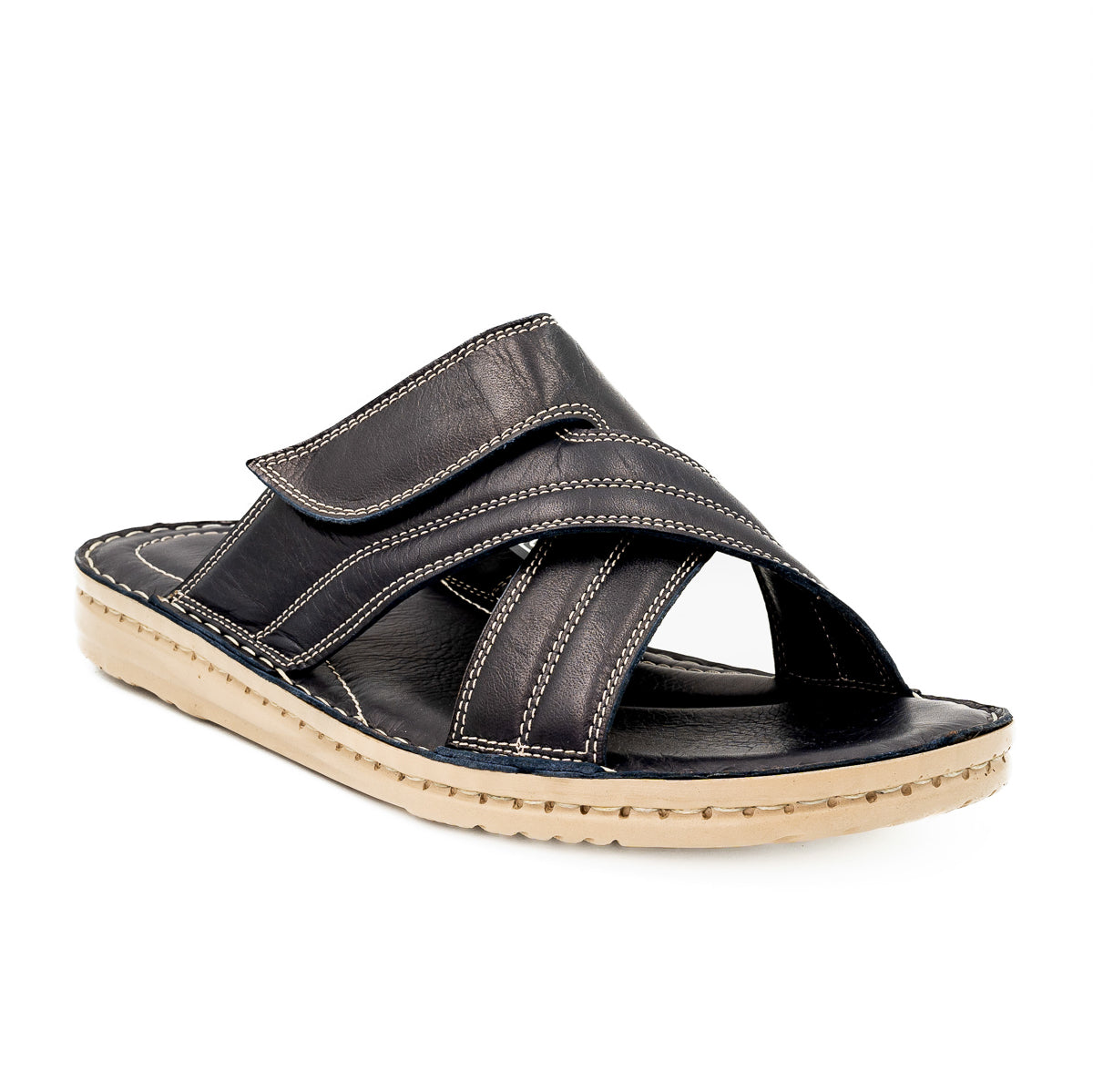 Slapi Barbati Din piele naturala B 39-G130 negru