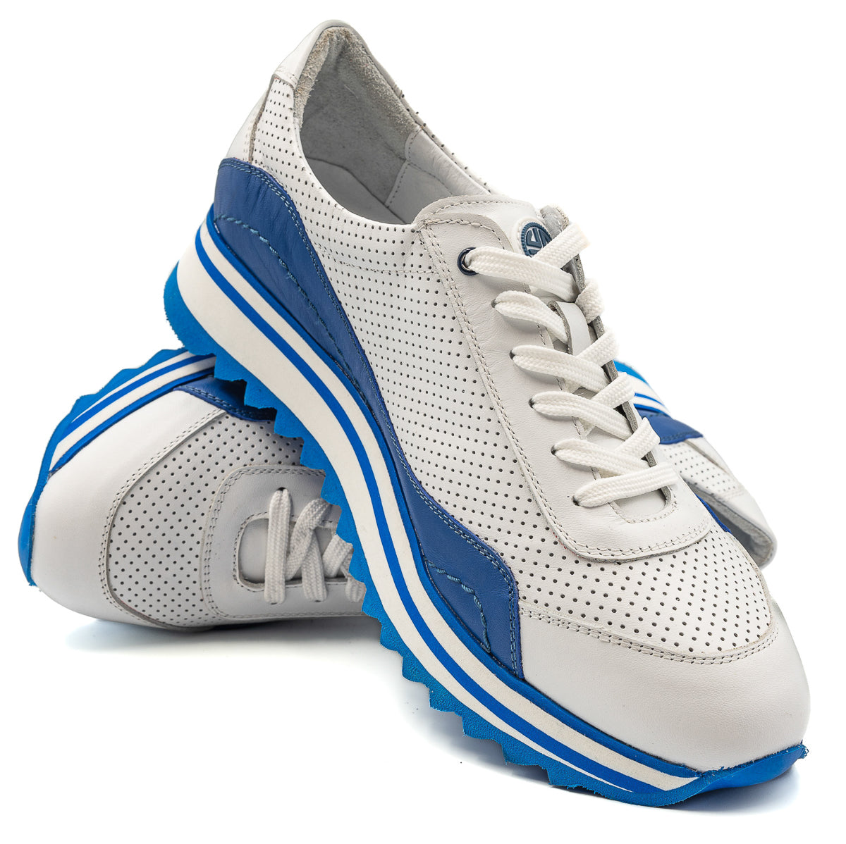 Pantofi Barbati Goretti Din Piele Naturala albi  53-13578-5