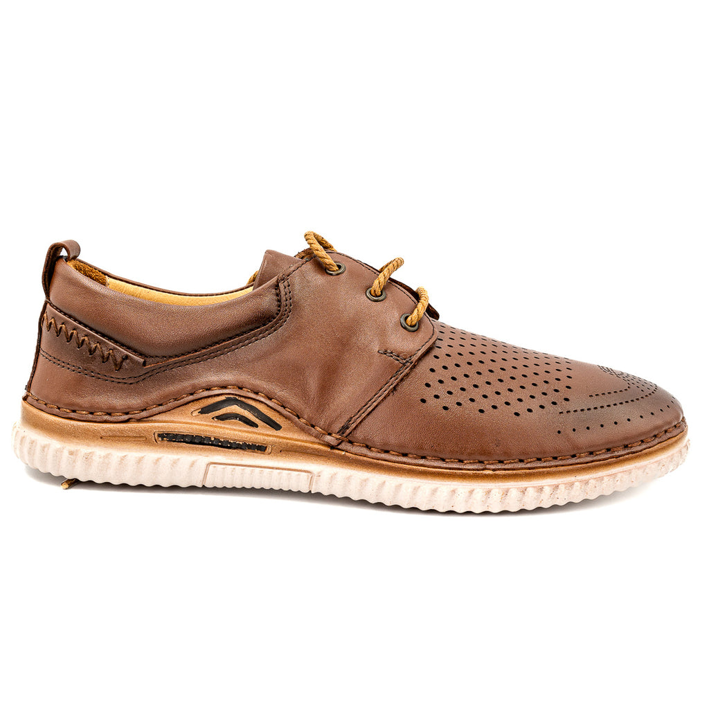 Pantofi casual Goretti din piele naturala maro - 96