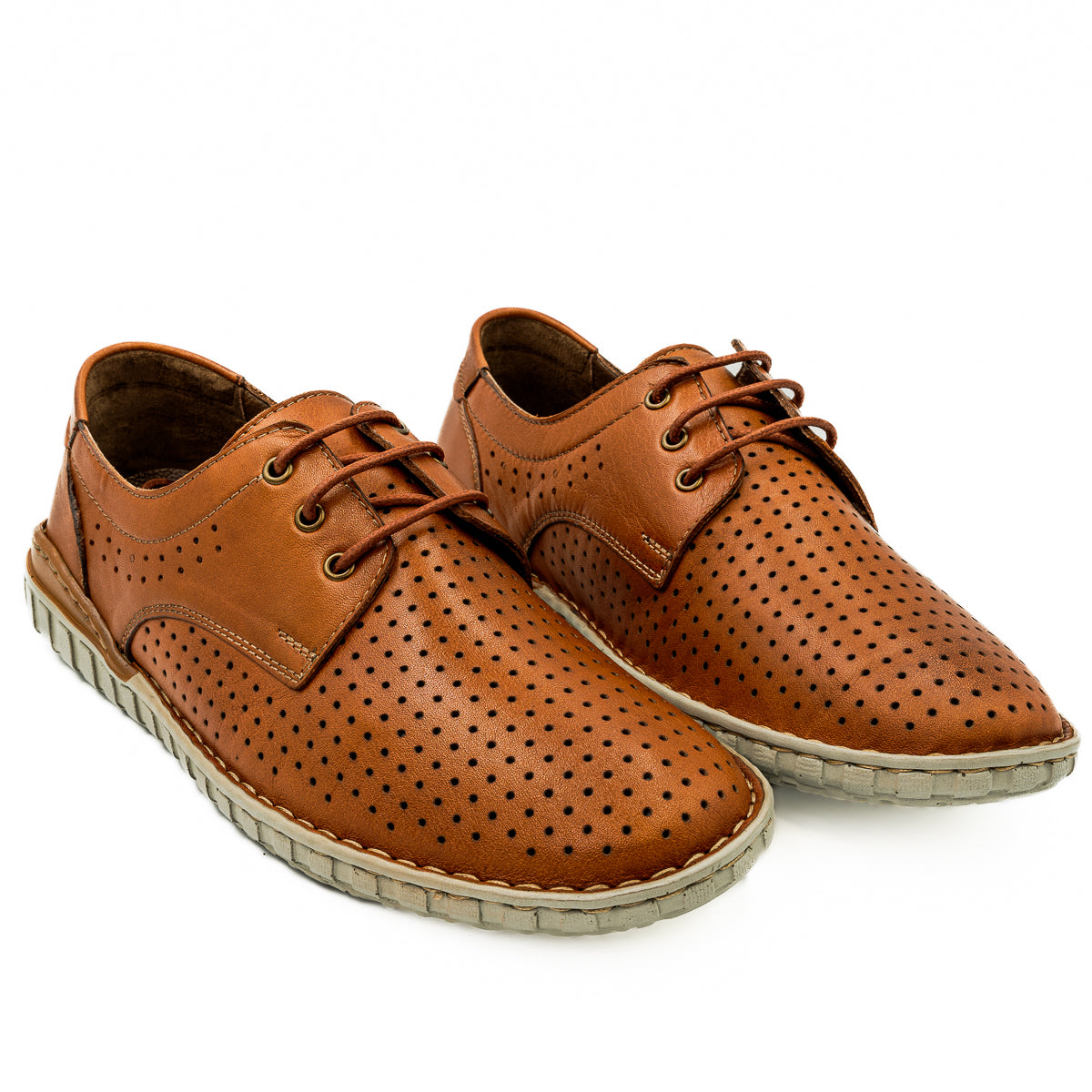 Pantofi barbati Goretti din piele naturala taba 8944