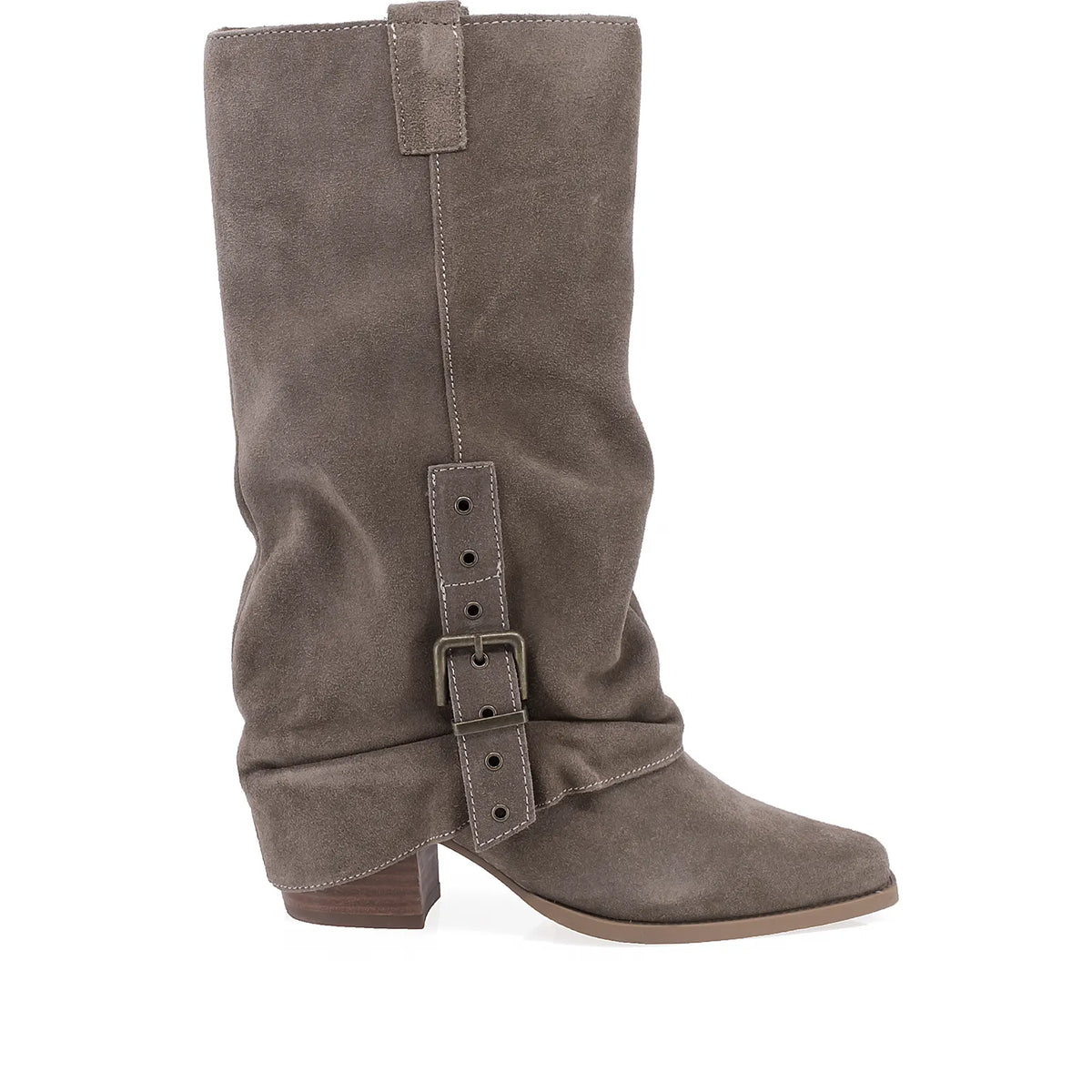 Cizme Dama Casual Anna Viotti Piele Intoarsa D115-138830-14R kaki