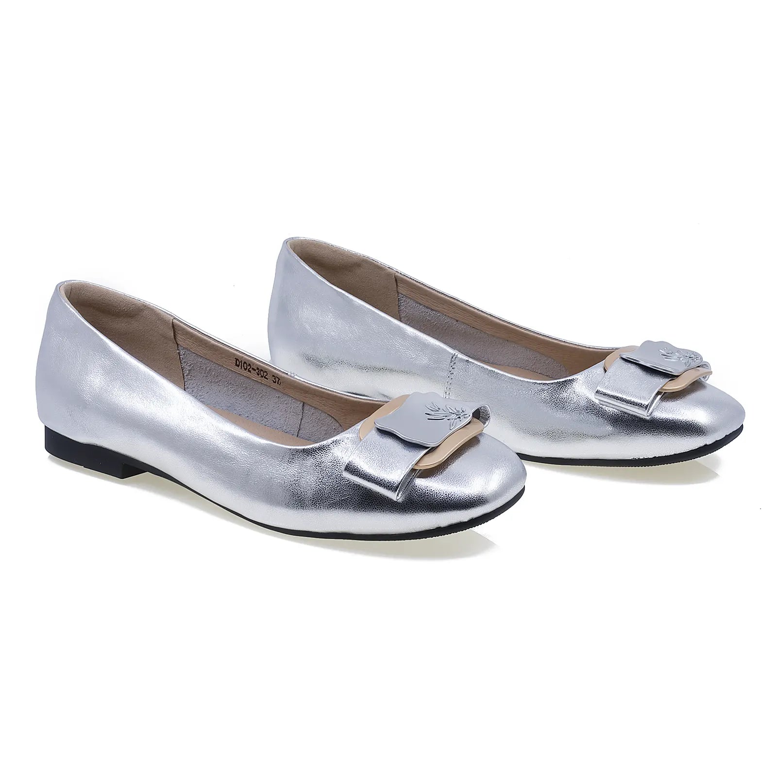 Balerini dama Anna Viotti piele naturala D102-302 argintiu