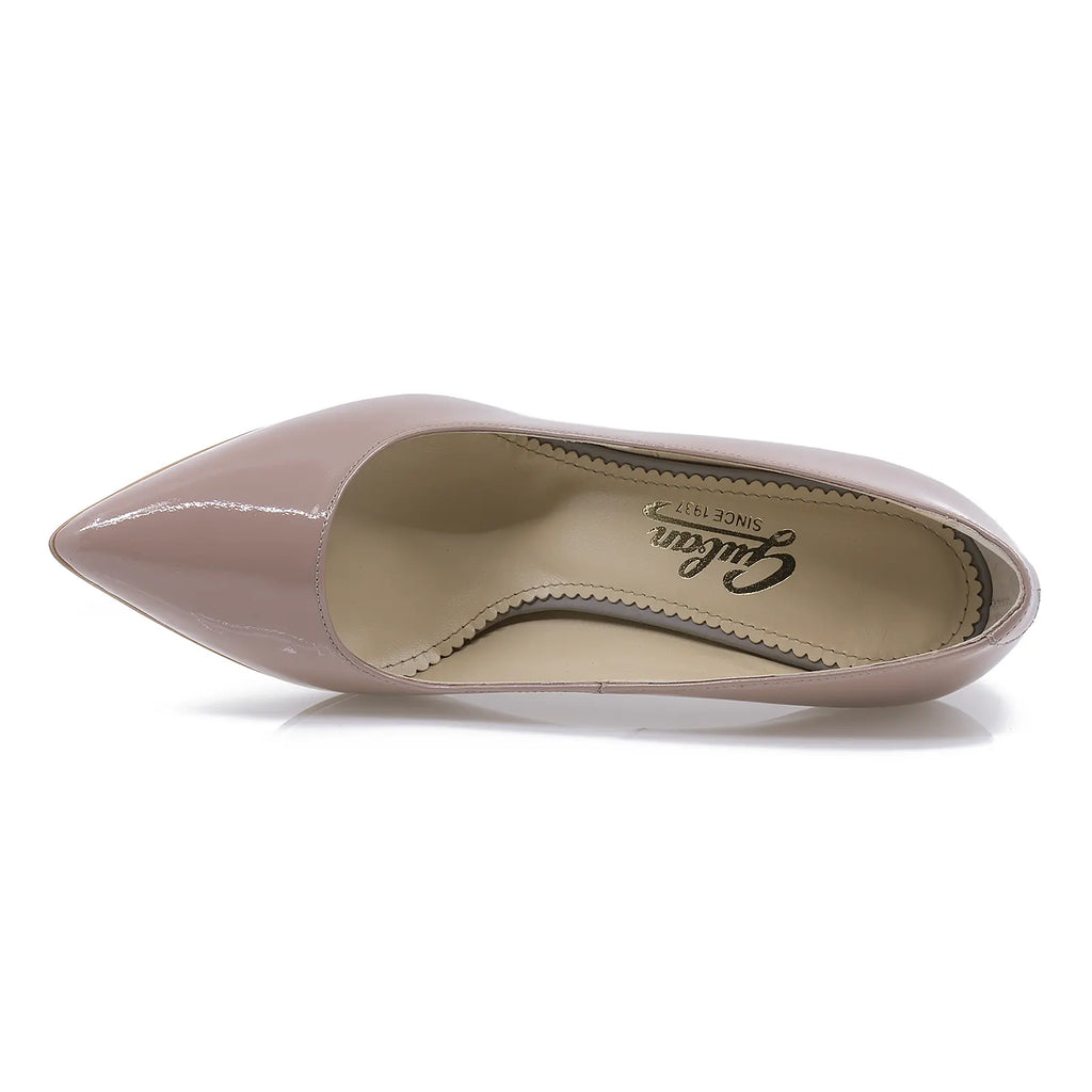 Pantofi dama eleganti Guban din piele lacuita D1206 taupe-4