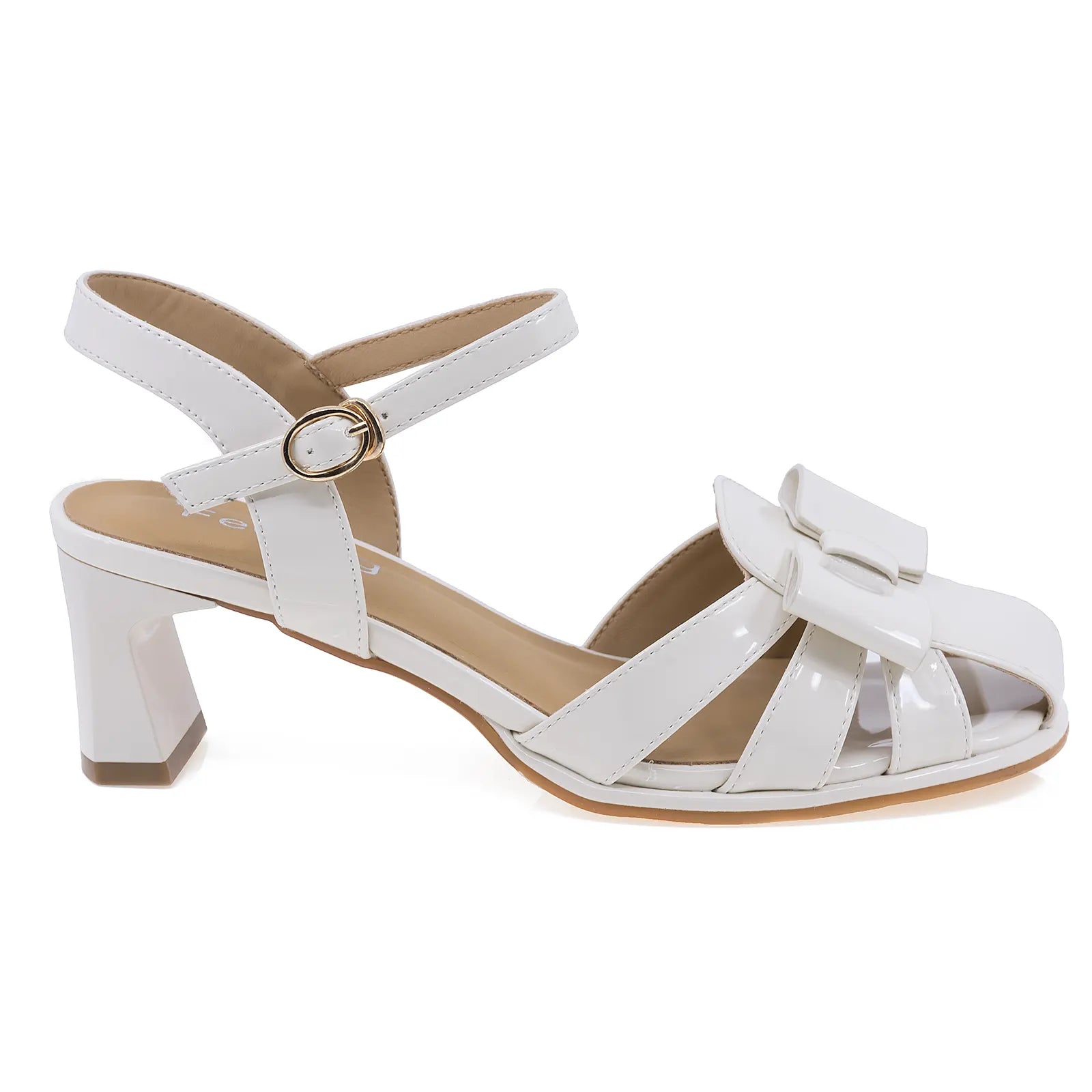 Sandale dama elegante Feeling piele lacuita D1891022 alb