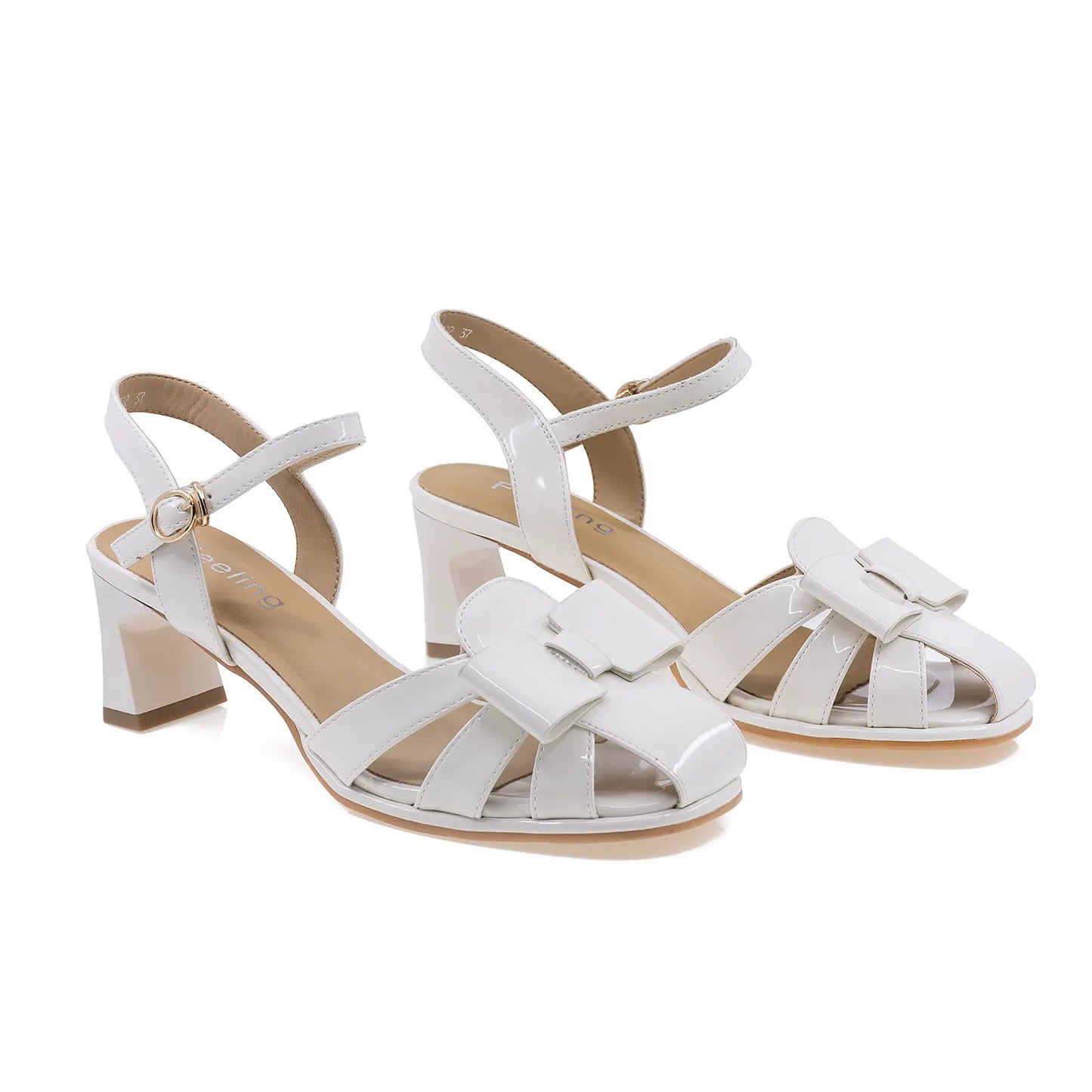 Sandale dama elegante Feeling piele lacuita D1891022 alb