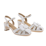 Sandale dama elegante Feeling piele lacuita D1891022 alb