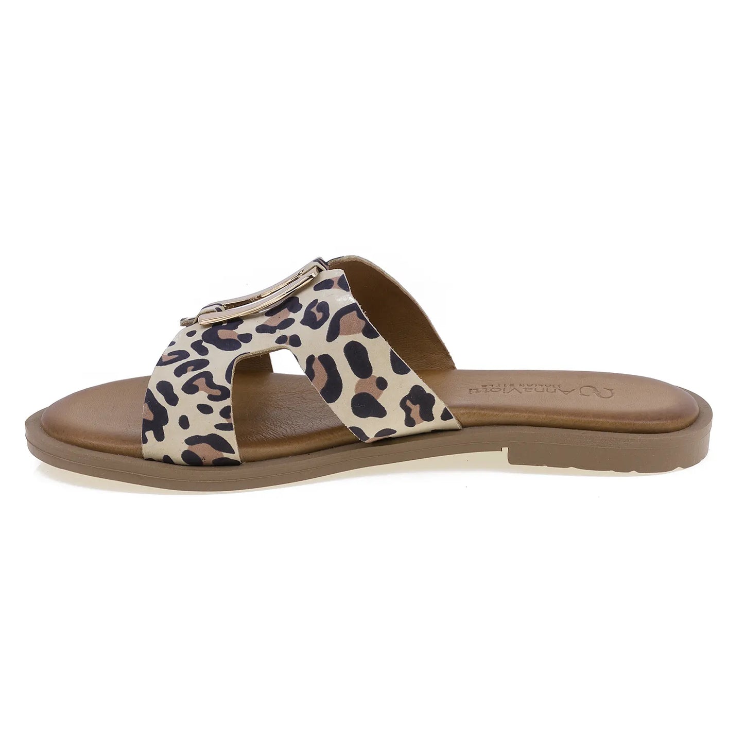 Papuci dama casual Anna Viotti piele naturala D20-H2989 leopard
