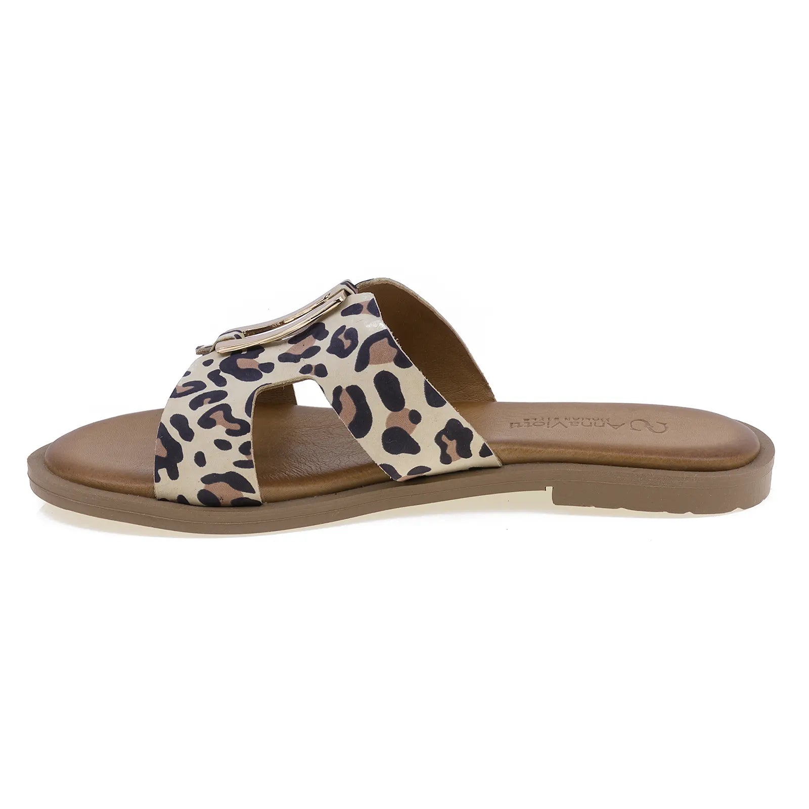 Papuci dama casual Anna Viotti piele naturala D20-H2989 leopard