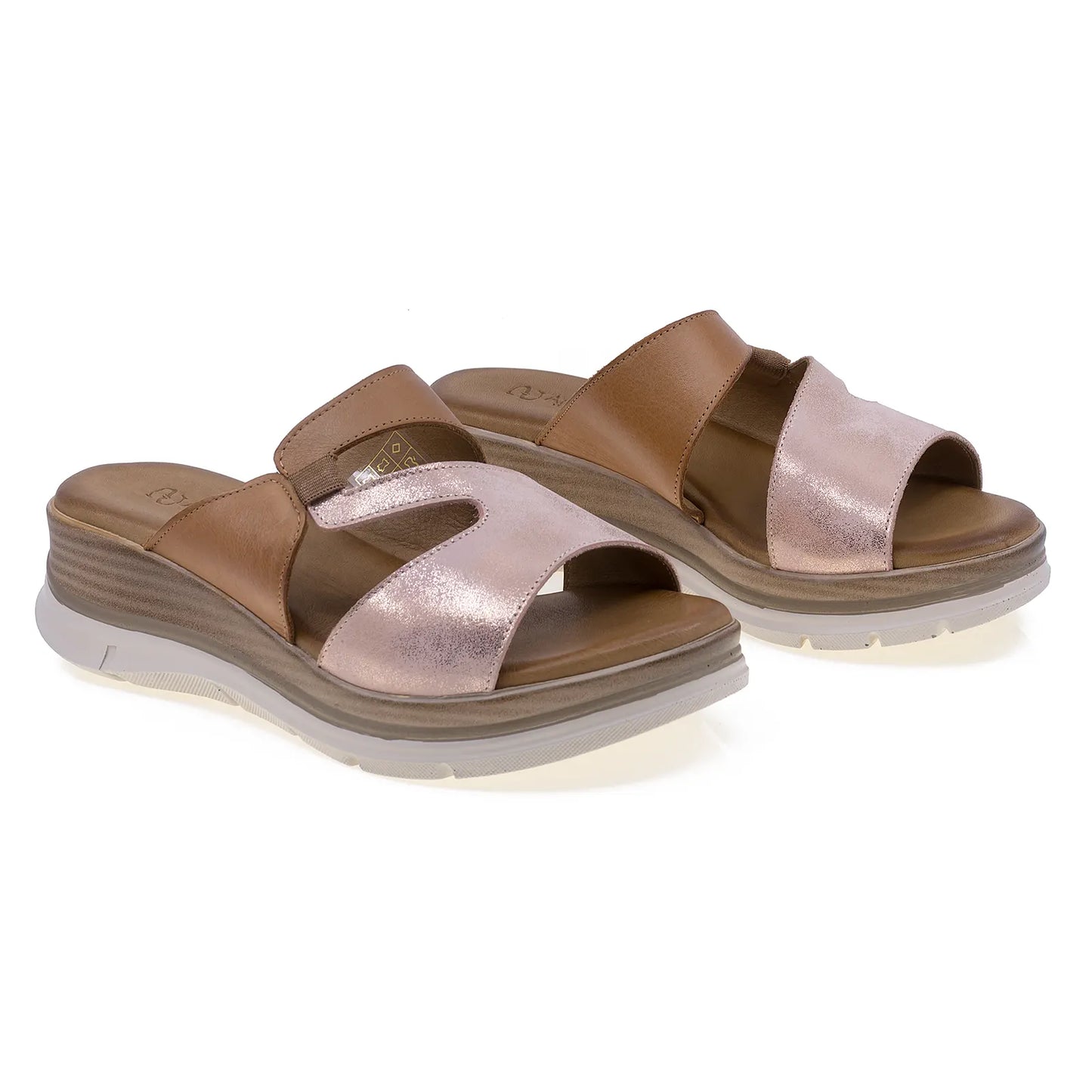 Papuci dama casual Anna Viotti piele naturala D20-H3002 auriu