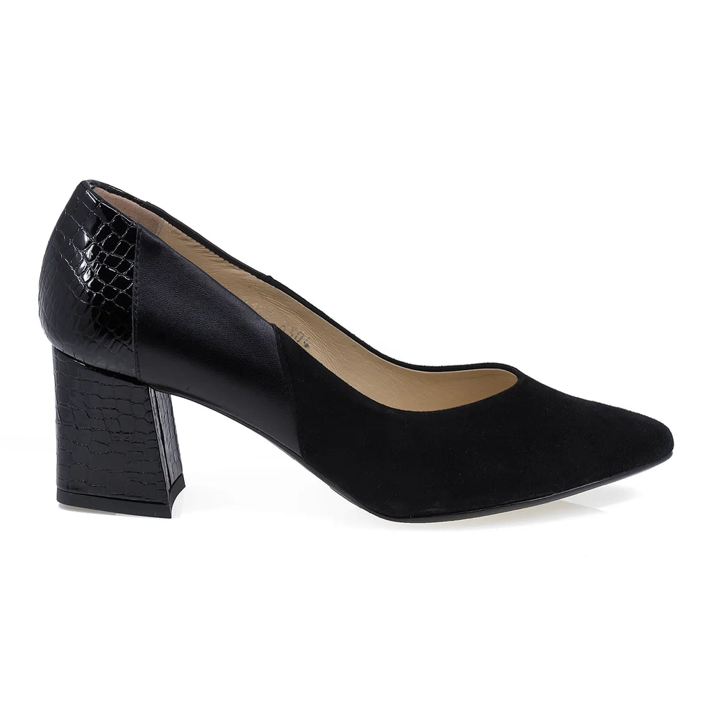 Pantofi dama eleganti Anna Viotti din piele intoarsa D2167 negru