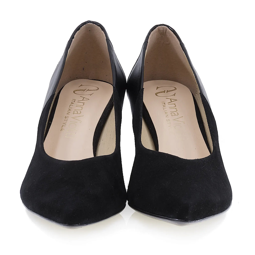 Pantofi dama eleganti Anna Viotti din piele intoarsa D2167 negru-3