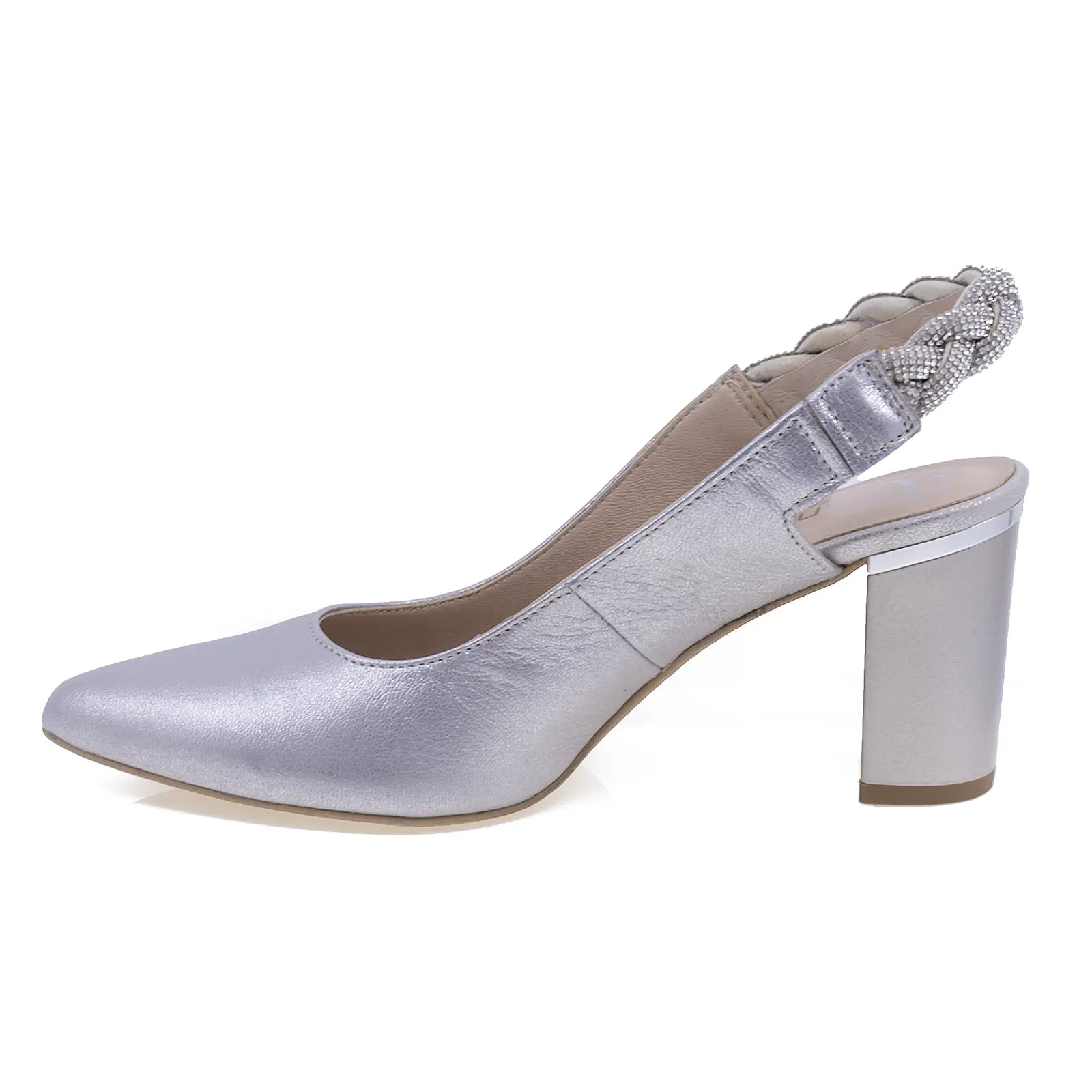 Pantofi dama eleganti Anna Viotti piele naturala D2170 argintiu