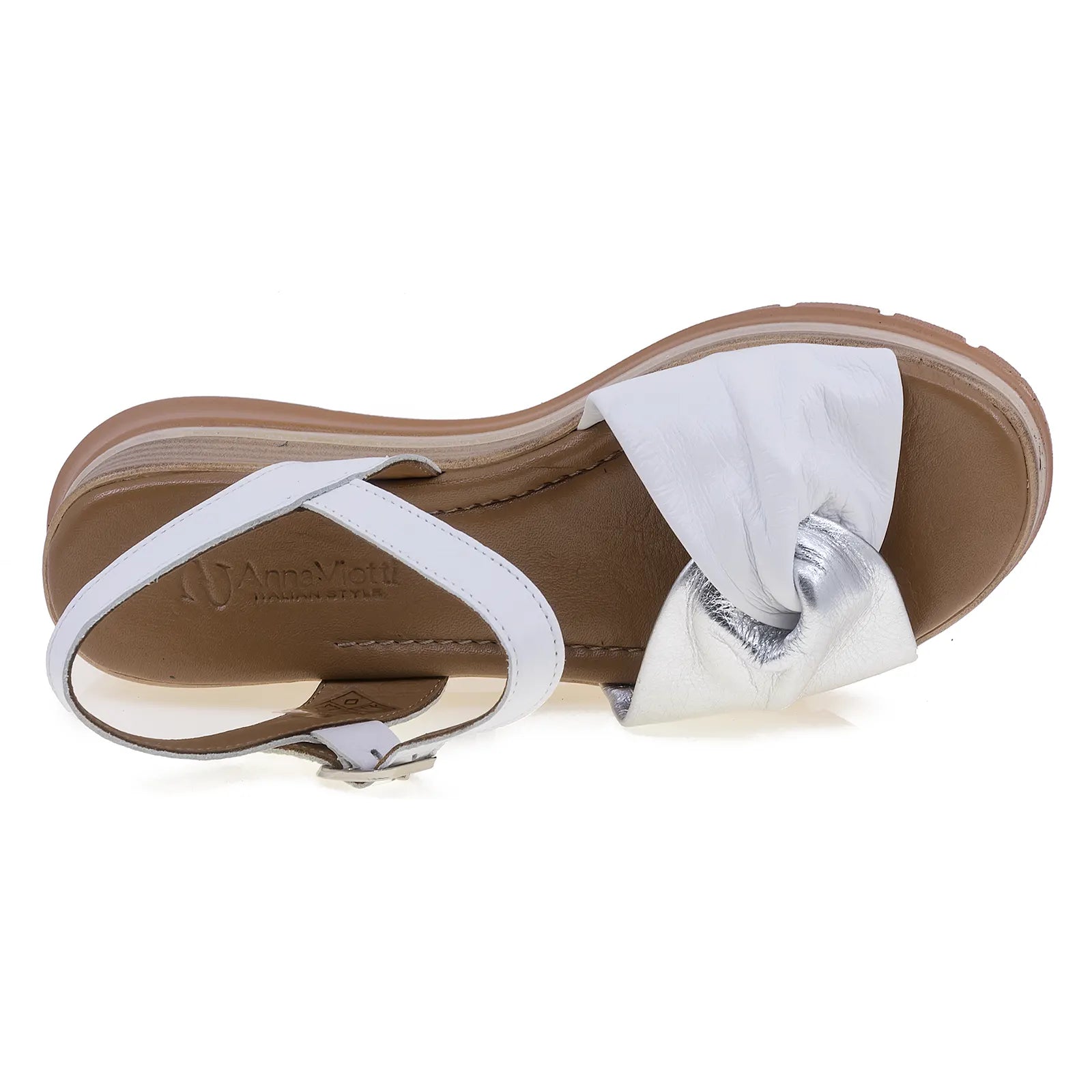Sandale damă casual Anna Viotti piele naturală D22-S571 alb-3