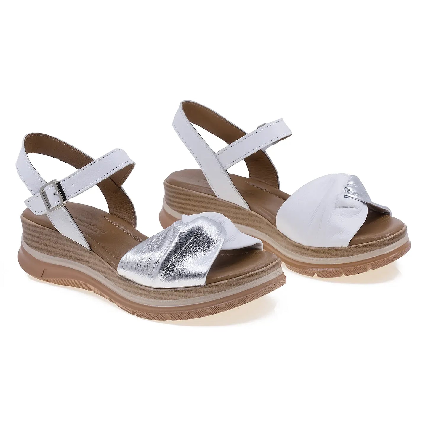 Sandale damă casual Anna Viotti piele naturală D22-S571 alb